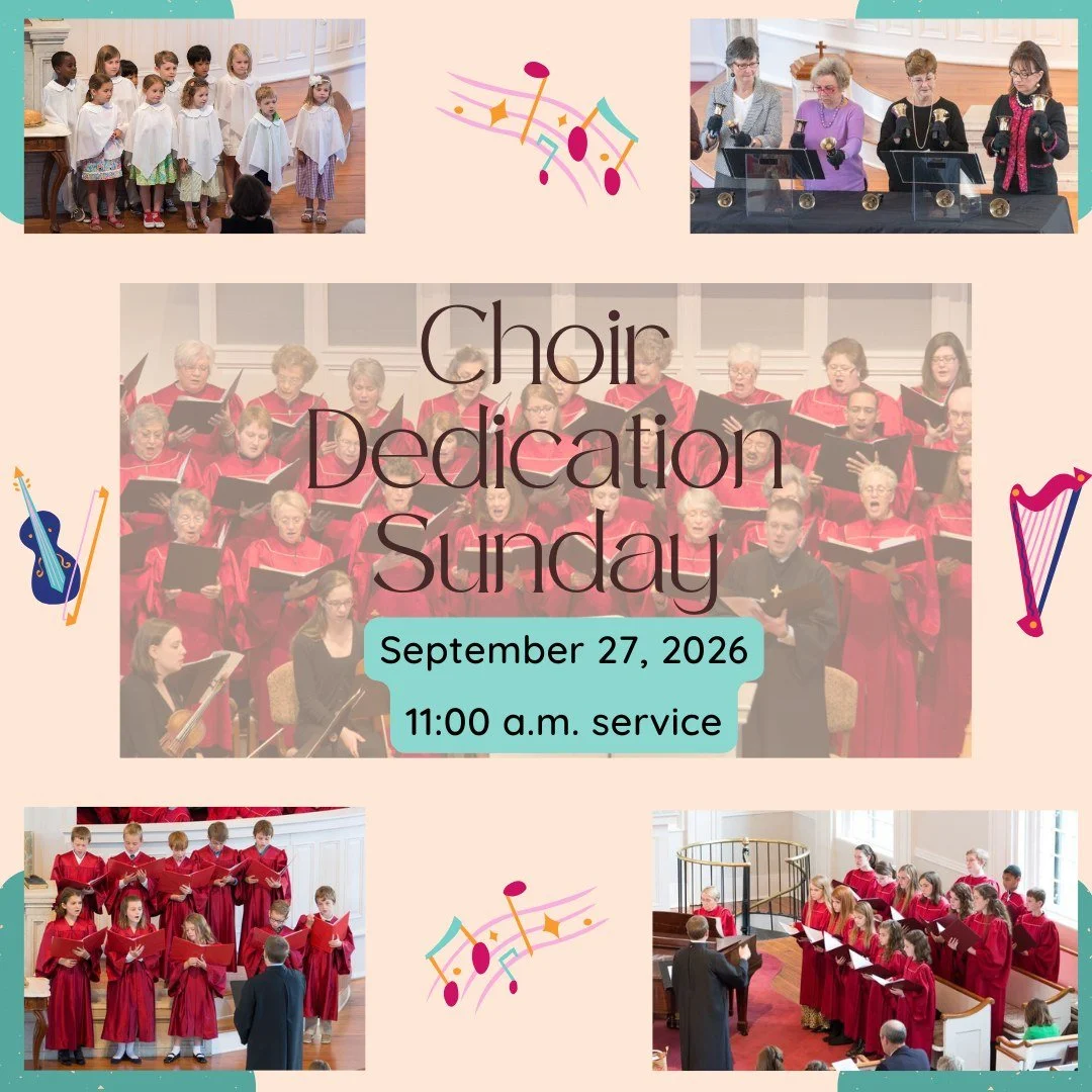 Choir Dedication Sunday, September 27, 11:00 a.m.

Join us this Sunday for the annual celebration of our music ministry, when we honor members of our choirs, and they also publicly commit themselves to offering their time and talents by serving in on