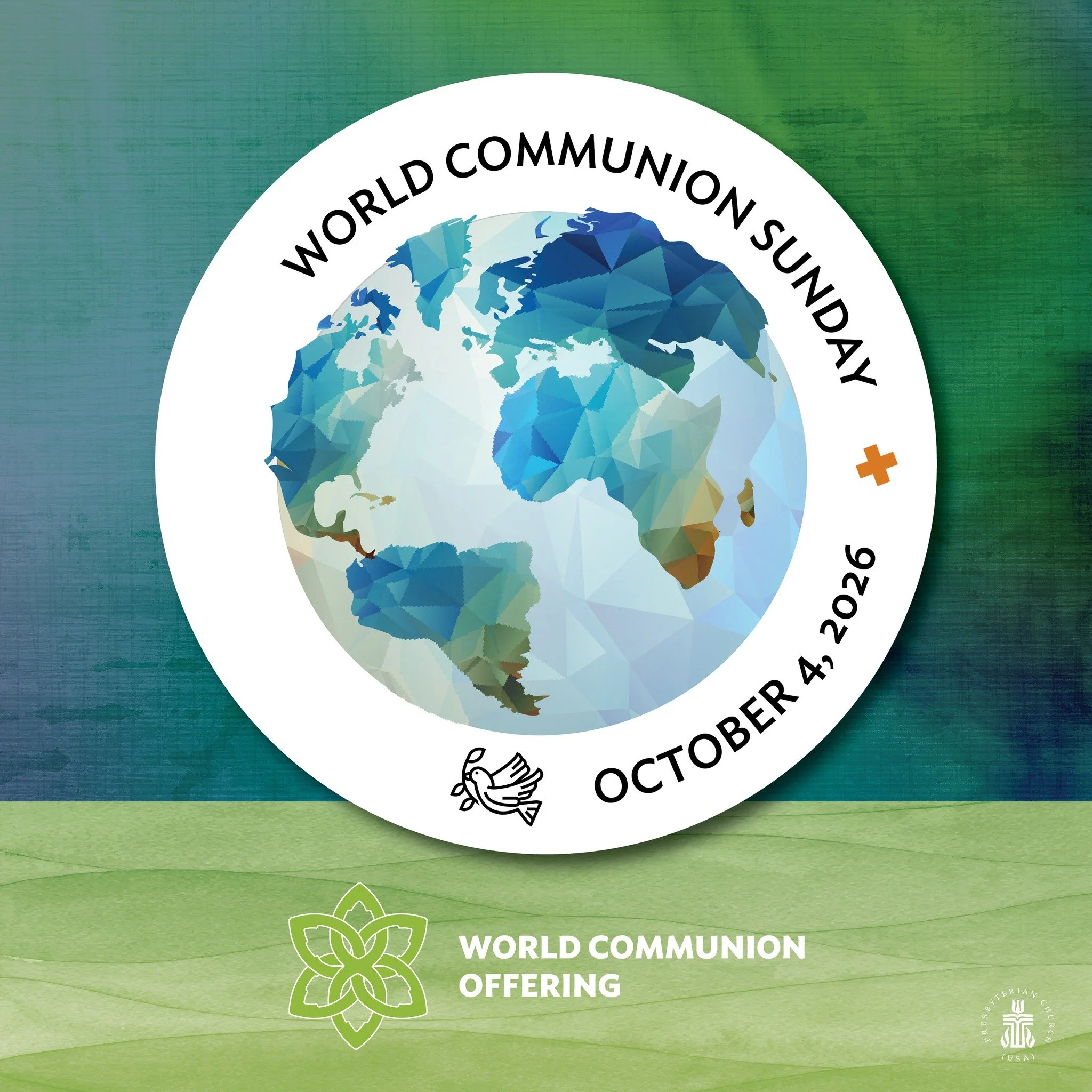 World Communion Offering
October 4

This Sunday, October 4, we will celebrate World Communion Sunday as we gather at Christ&rsquo;s table alongside our siblings all around the world, a reminder of God&rsquo;s great and reconciling love. That Sunday, 
