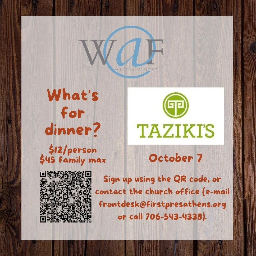 Wed@First + LIFT - October 7

Wed@First is a monthly gathering for mid-week intergenerational fellowship and growth at FPC. LIFT stands for Living in Faith Together. One of the great gifts unique to the church is the opportunity to grow alongside peo
