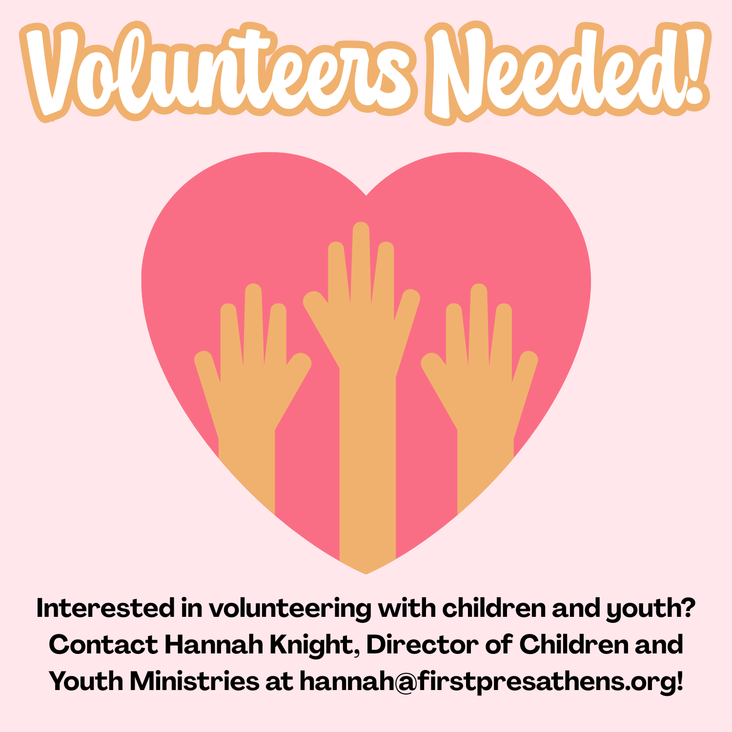 Volunteers Needed for Children and Youth Ministries
