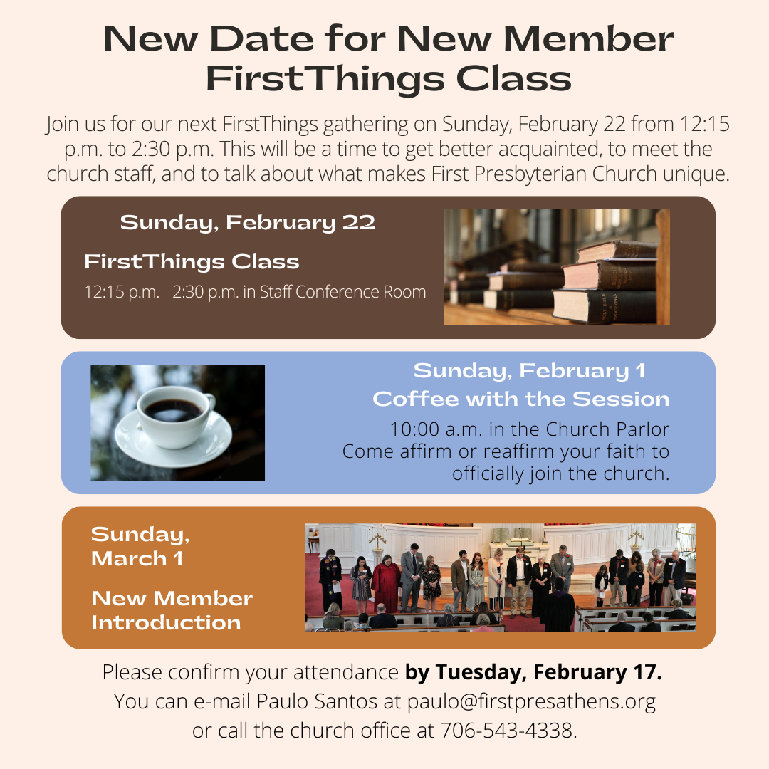 New Date for New Members FirstThings Class