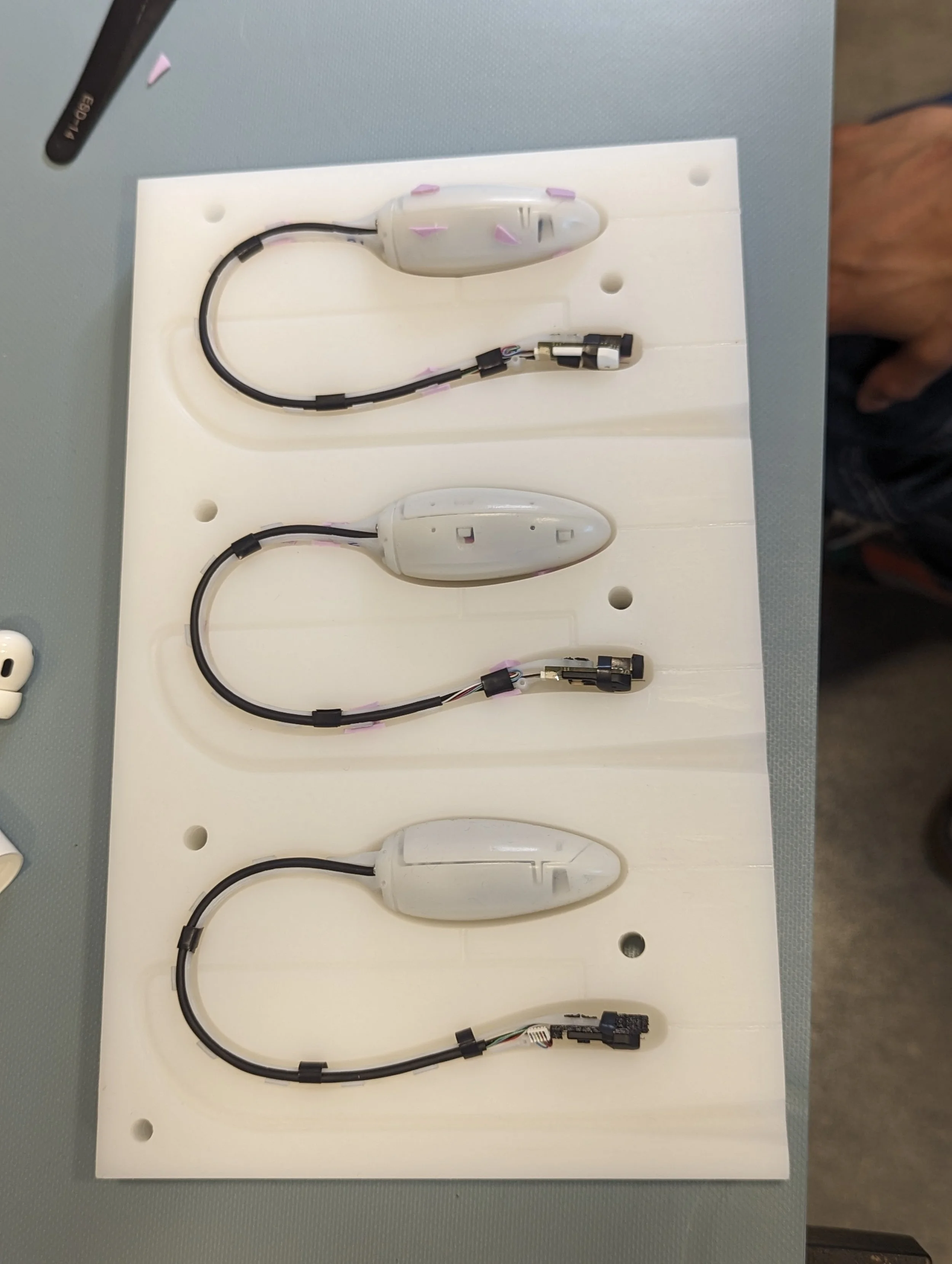 Early prototype built in-house to validate mechanical concepts and in-house. End-to-end development involved 9 separate pre-production builds with overseas teams.