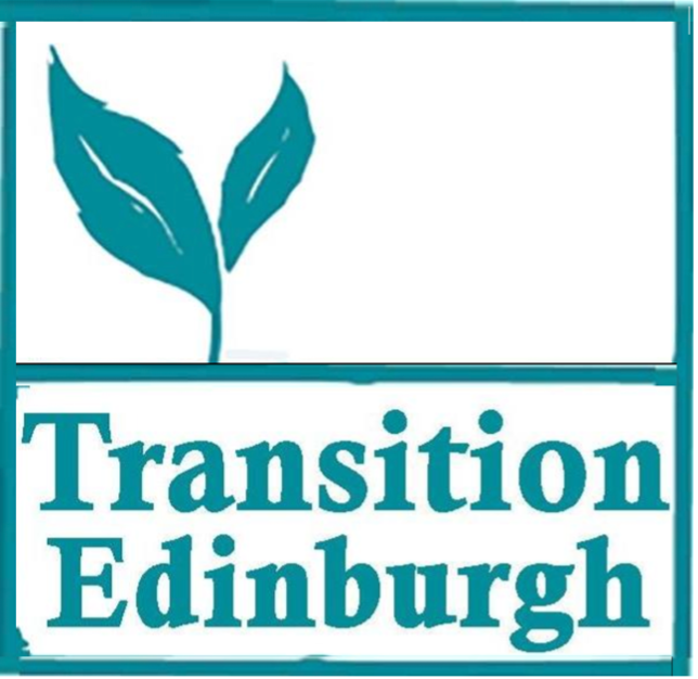 Logo with a green sprouting plant and the text "Transition Edinburgh" in teal.