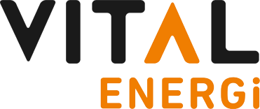Logo with the words 'VITAL ENERGI' in black and orange text.