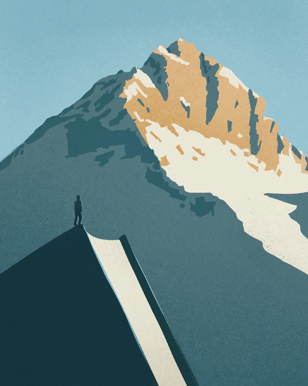 Man on a Book Travelling in a mountain Pathway Conceptual Illustration