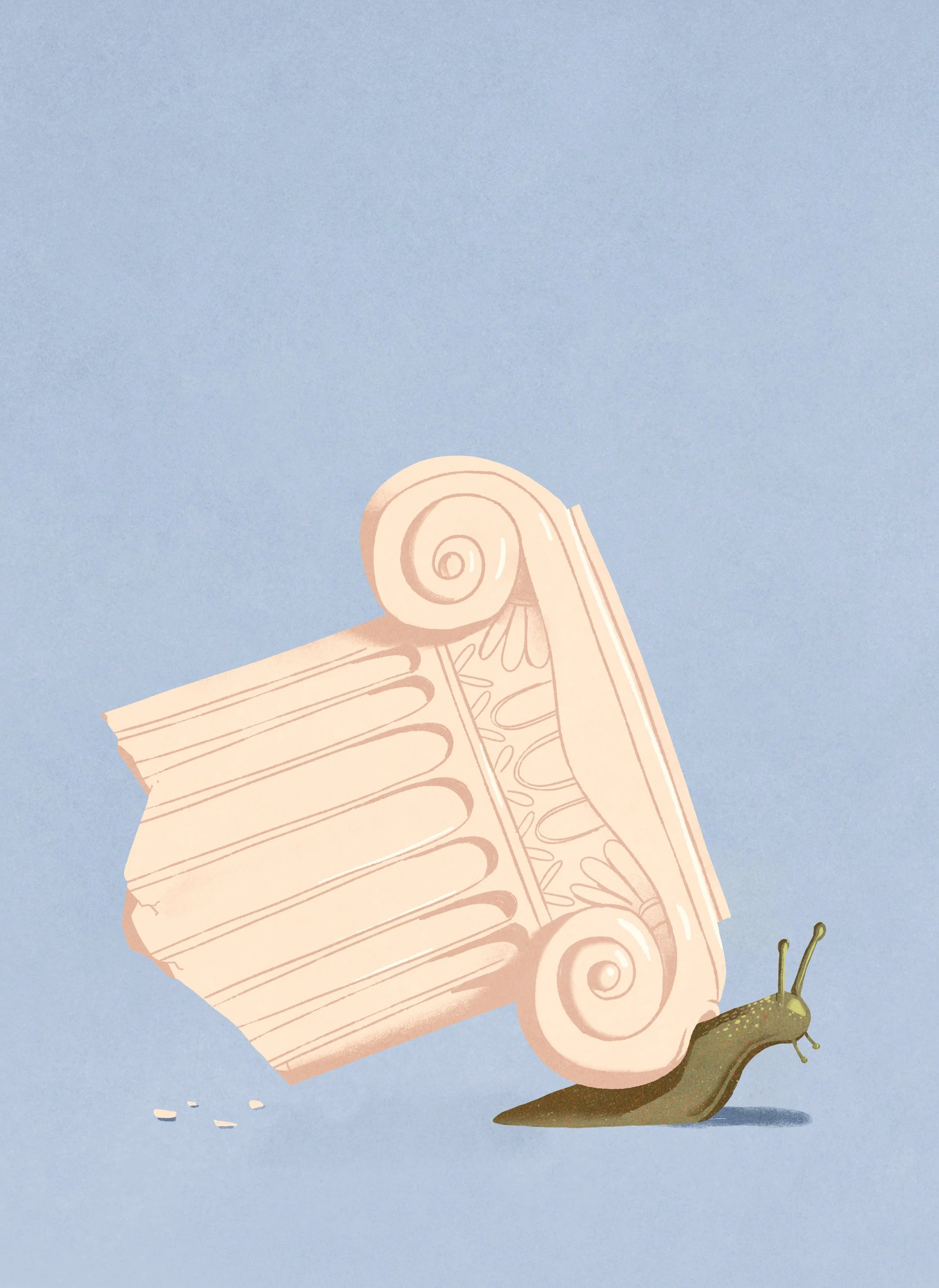 Snail Greek column Capital Metaphor Conceptual Illustration