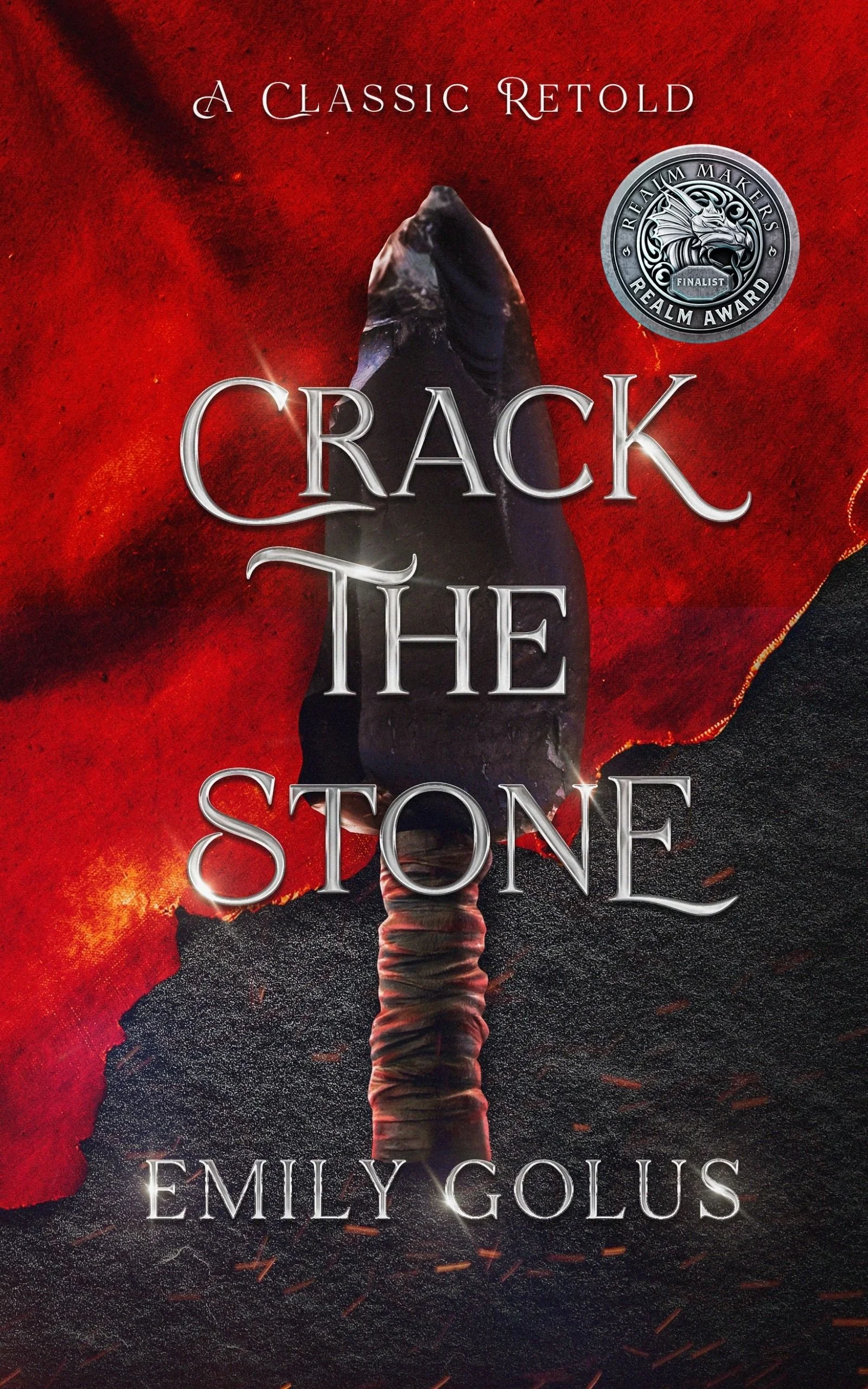 Crack the Stone Emily Golus red cover with black stone knife