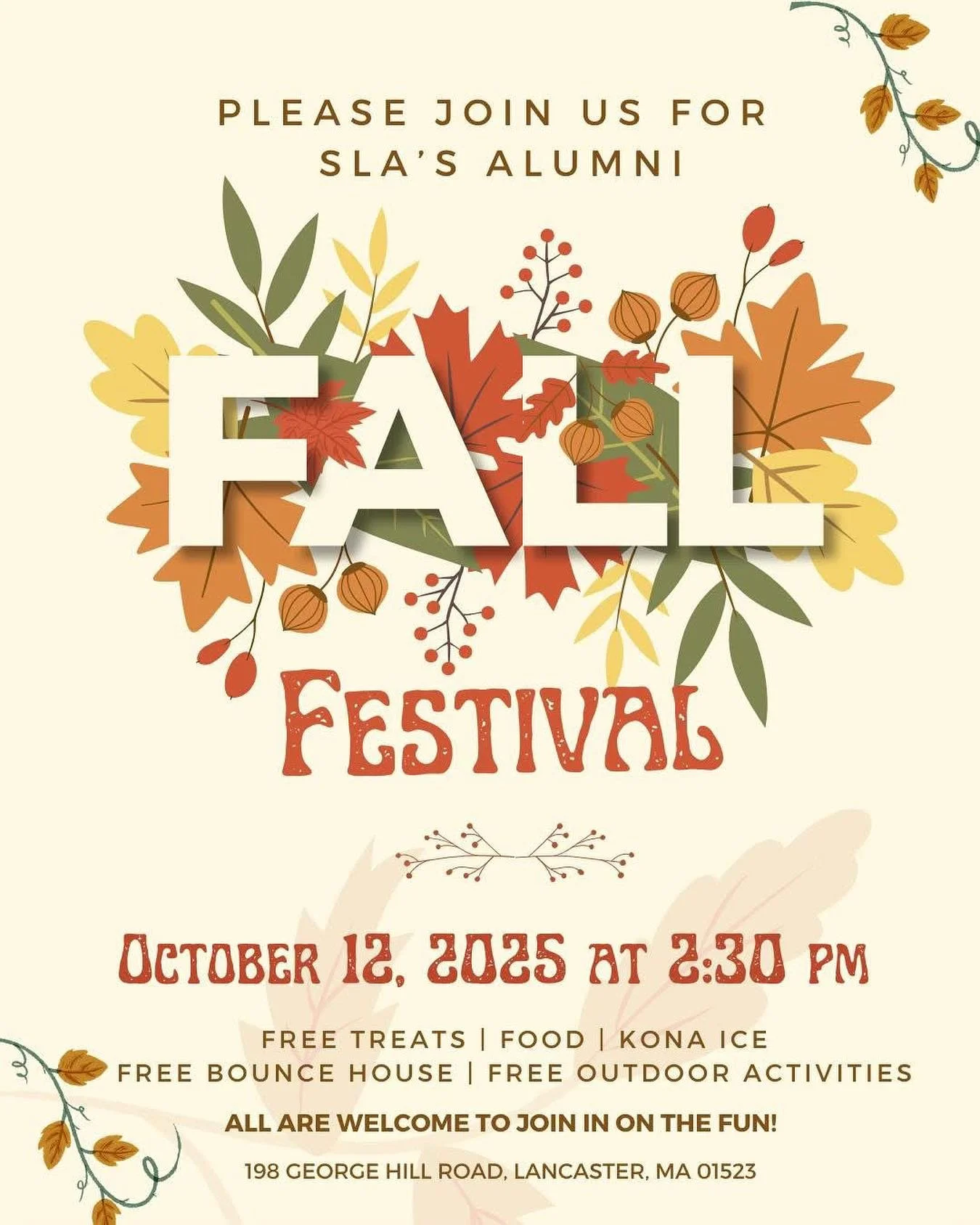 Join us for Alumni Weekend from October 10&ndash;12, 2025! The event will include a new fall festival, hosted in partnership with the PTA. Those interested in participating or fundraising for a local group or class can contact alumni@mysla.org for de