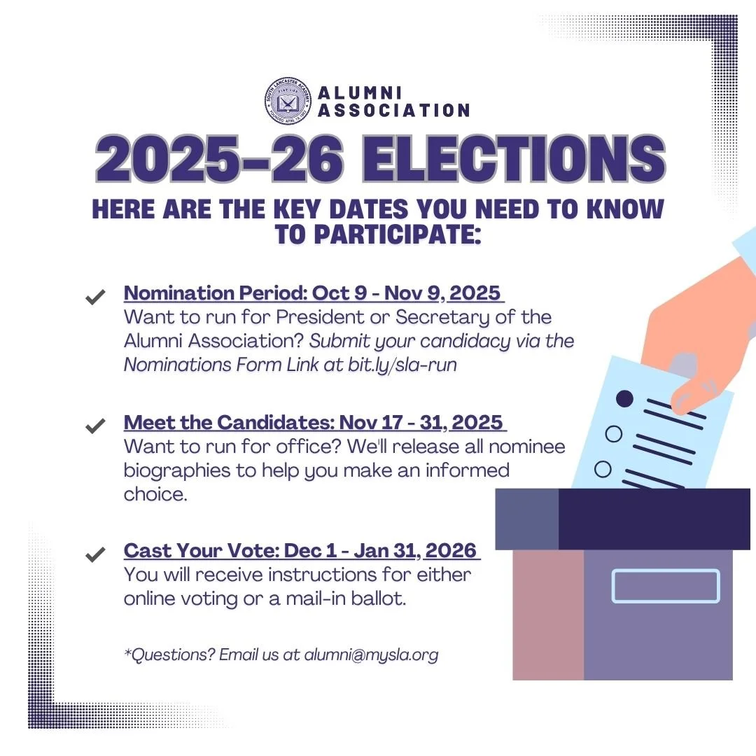 It's time to prepare for our upcoming leadership election! Here are the key dates you need to know to participate:
✅ The 2025-2026 Election Timeline
Want to Run? (Nomination Period)
Oct 9 - Nov 9, 2025: Submit your candidacy via the link at bit.ly/