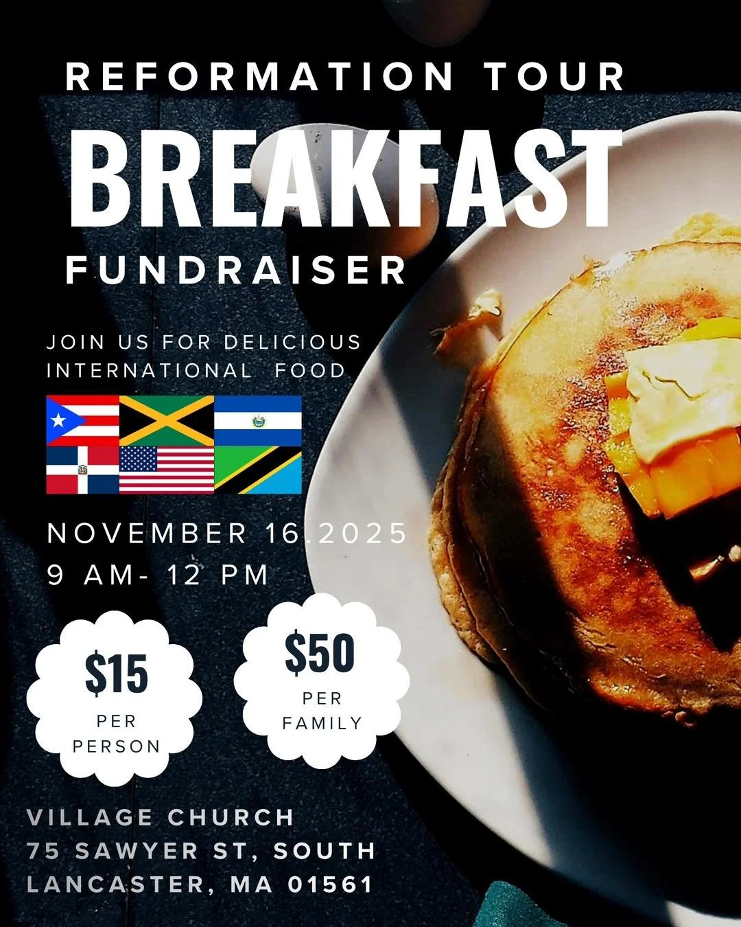Hungry?? Come on down to the Village church to help support students going tom the Reformation tour! 

#breakfast #SLACommunity #Fall #SLAFamily #reformation #your #reformationtour