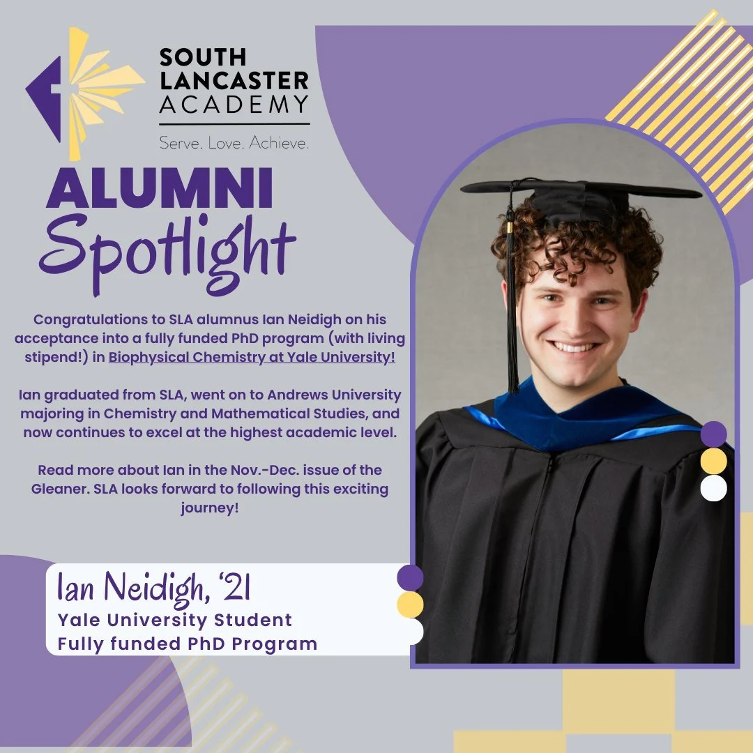 🎓 November Alumni Spotlight!
Meet Ian Neidigh (&rsquo;21), recently awarded a full ride + living stipend to Yale University to pursue his PhD in Biophysical Chemistry! 🔬💙

Read more about his journey in the most recent edition of the Gleaner: 
htt