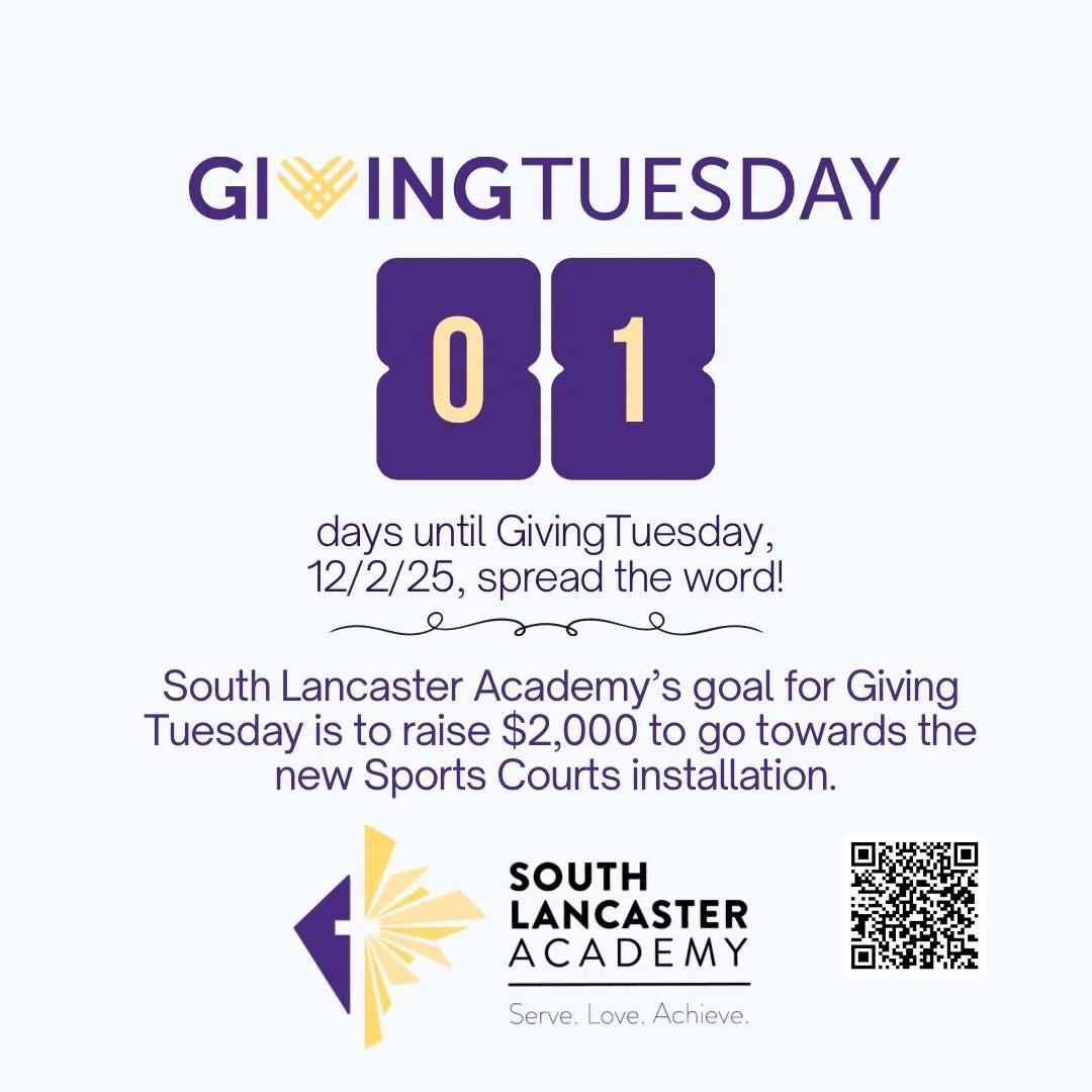 Tomorrow is the day! Giving Tuesday is just around the corner. Remember SLA with your end of year donations at https://app.etapestry.com/onlineforms/SouthLancasterAcademy/otherspecifiedfunds.html

 #snecyouth #SNEC #sla #GrowingTogether #FaithInActio