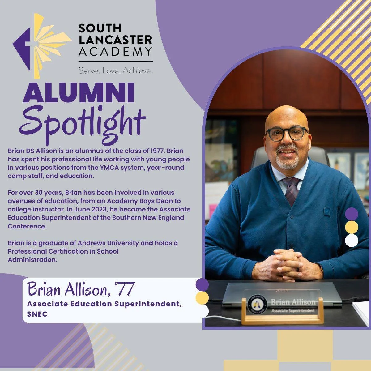 🎓Check out our March Alumni Spotlight recipient! We are so blessed to have Brian play such a vital role in our community; thank you for all your do, Brian. 

#SNEC #SLAPride #christianschool #sdaschooling #Leadership #AlumniAssociation