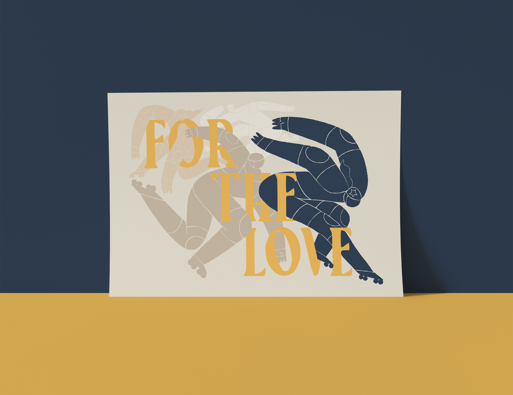A poster with a silhouette of a fist and abstract lion illustrations, with text 'FOTK THE LOVE' in yellow and black letters.