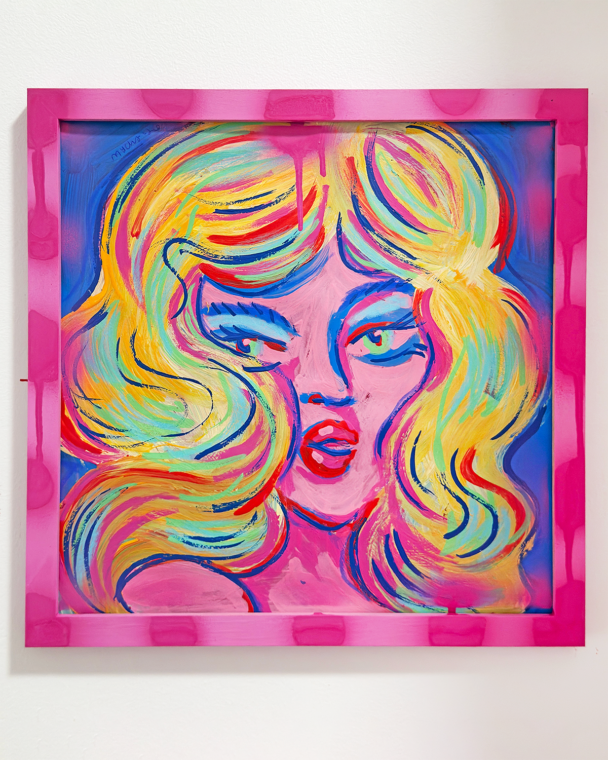 "Priscilla" 12x12" framed painting on paper