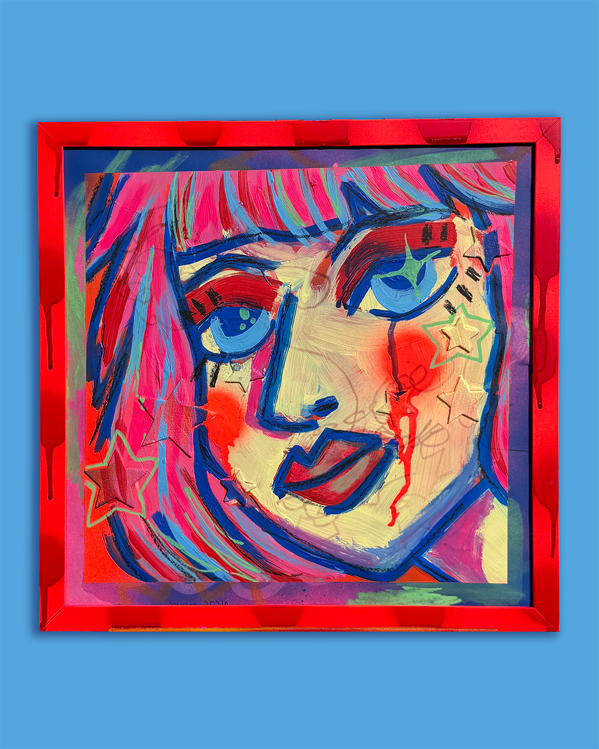 "CoCo" 12x12" framed painting on paper