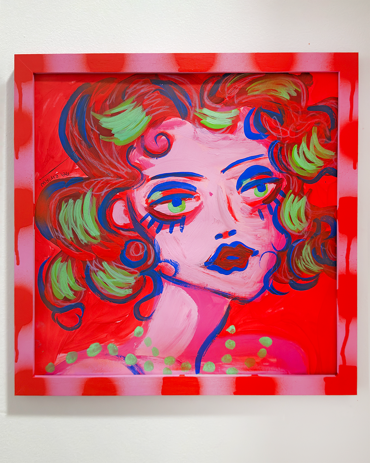 "Chloe" 12x12" framed painting on paper