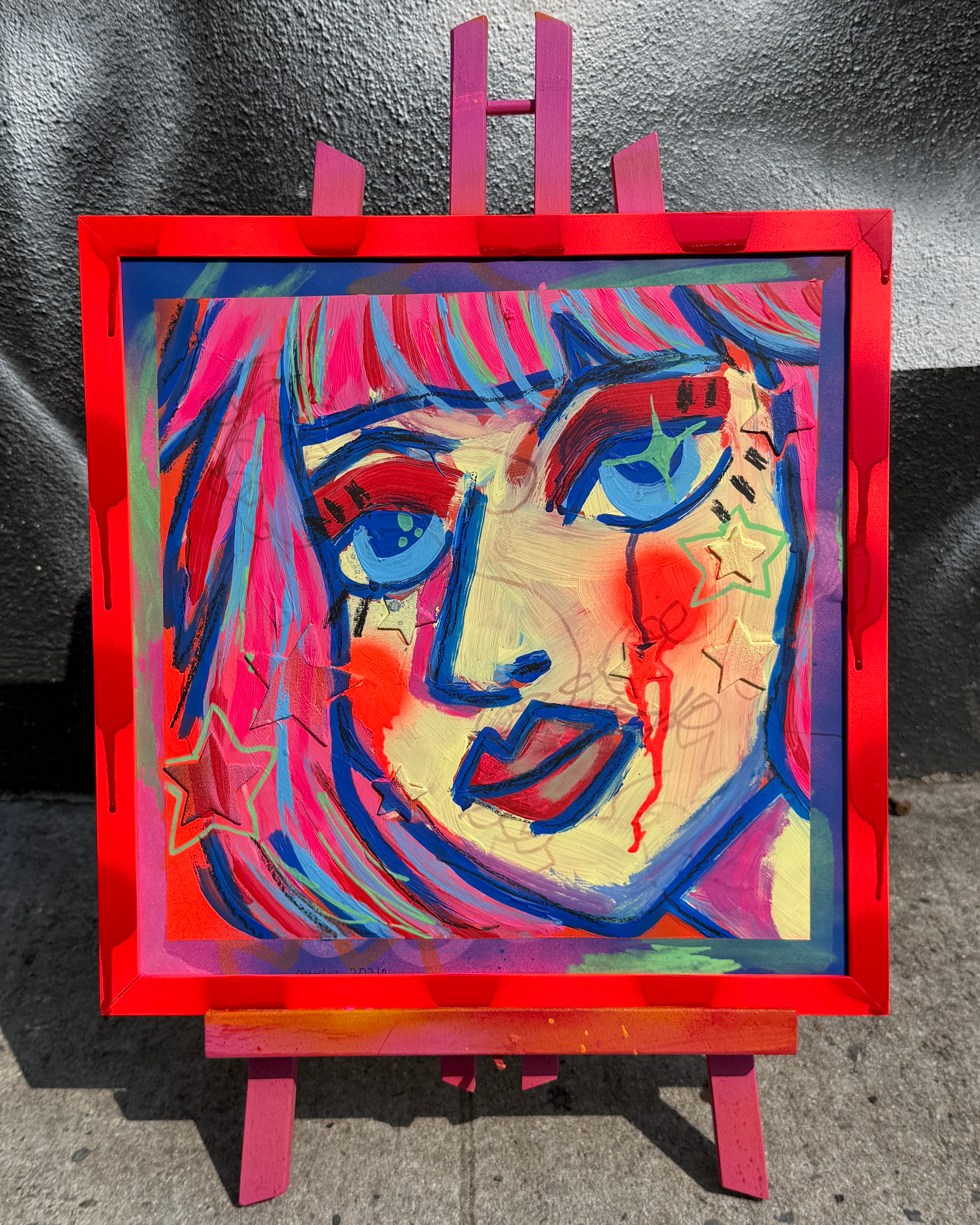 "Coco" 12x12" framed painting on paper