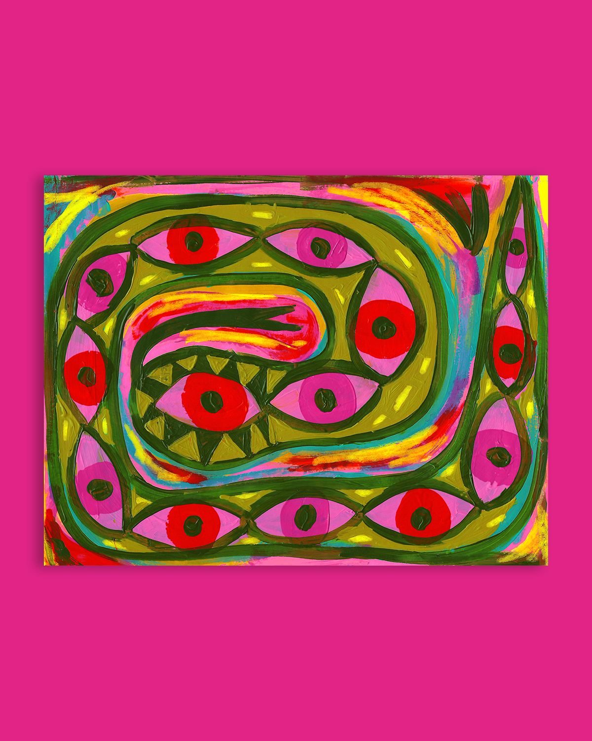 "Diamondback in Green" 8.5x11" painting on paper