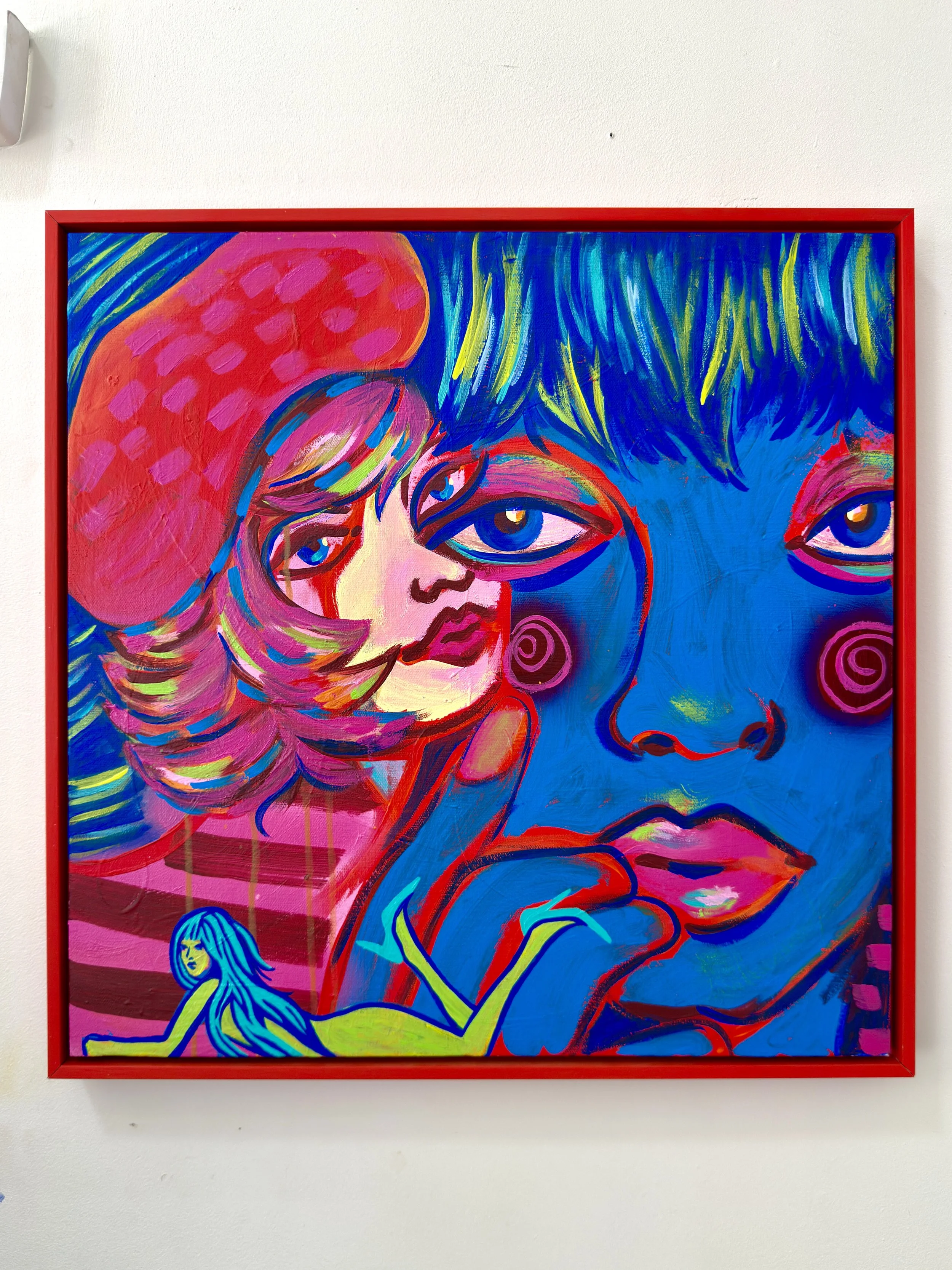 "GIRLY GIRL 04" 20x20" framed painting