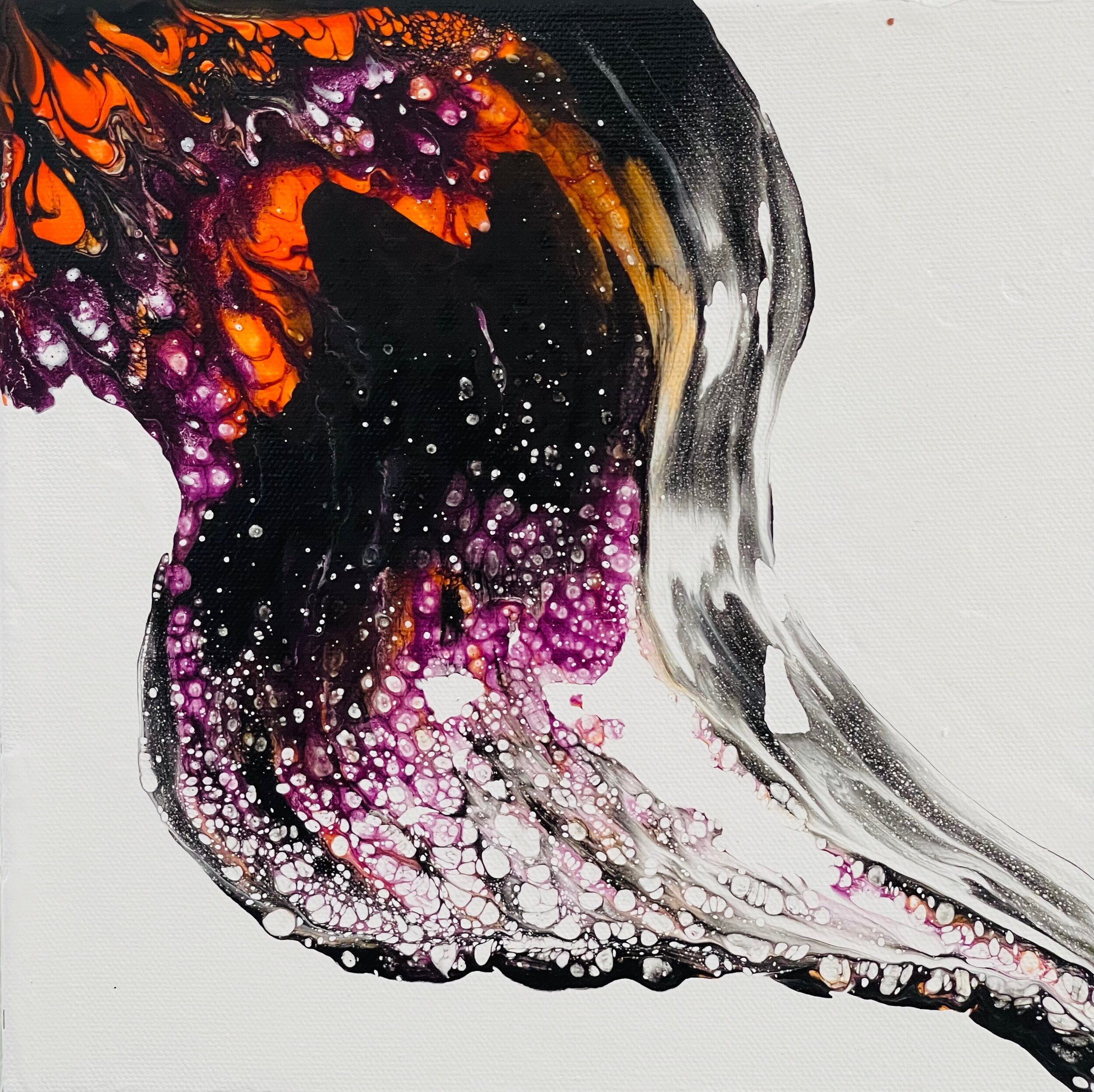 Orange, brown, black Abstract Art on Canvas
