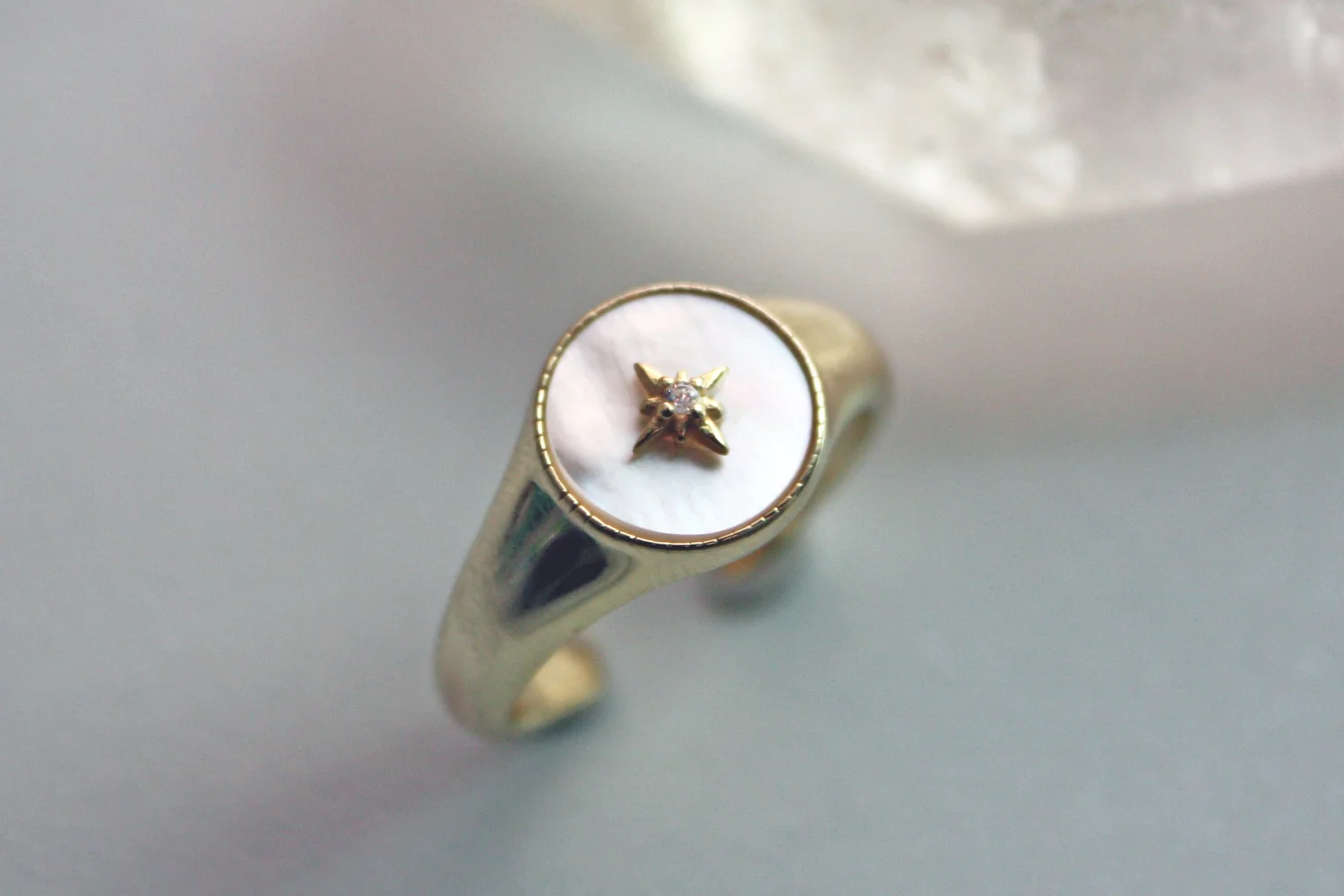 Open Band, Gold-plated, Sterling Silver Ring with Opal and Cubic ...