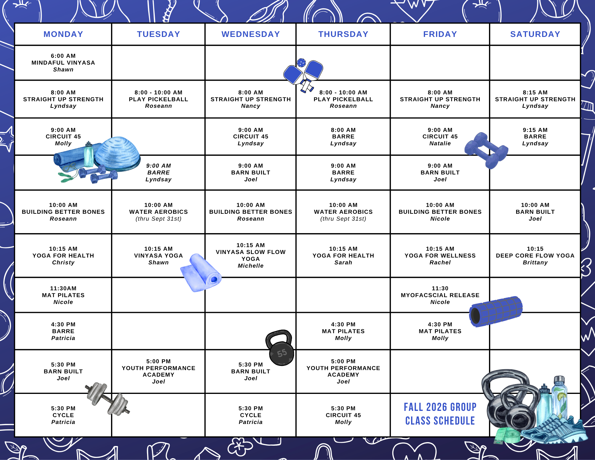 GROUP CLASS SCHEDULE