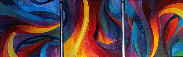 Abstract Triptych
This wall hanging consists of 3 quilts, each is 27"x27". 
