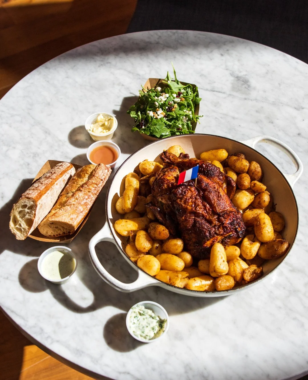 Craving a cozy family meal without spending hours in the kitchen? @austinrotisserie has you covered. 🇫🇷🍗

Their Family Meal features a full French rotisserie chicken, potatoes cooked in savory drippings, a fresh salad, and a warm baguette. A comfo