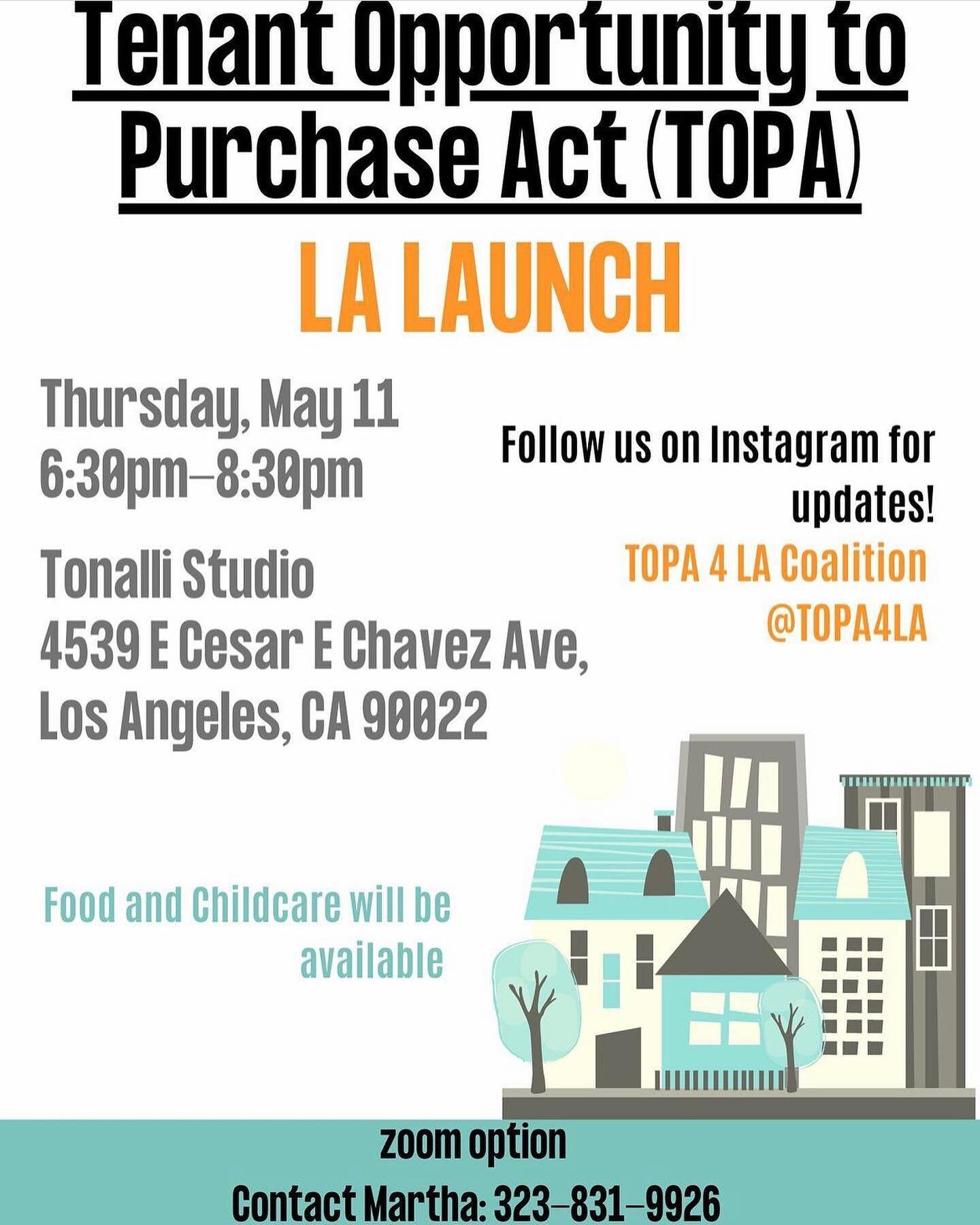 If you live in an apartment with other tenants in unincorporated LA, there is a big possibility to have the rights to purchase it with other tenants that you live with. Join us for the Te-launch of TOPA. #Repost @topa4la with @use.repost
・・・
Join us 