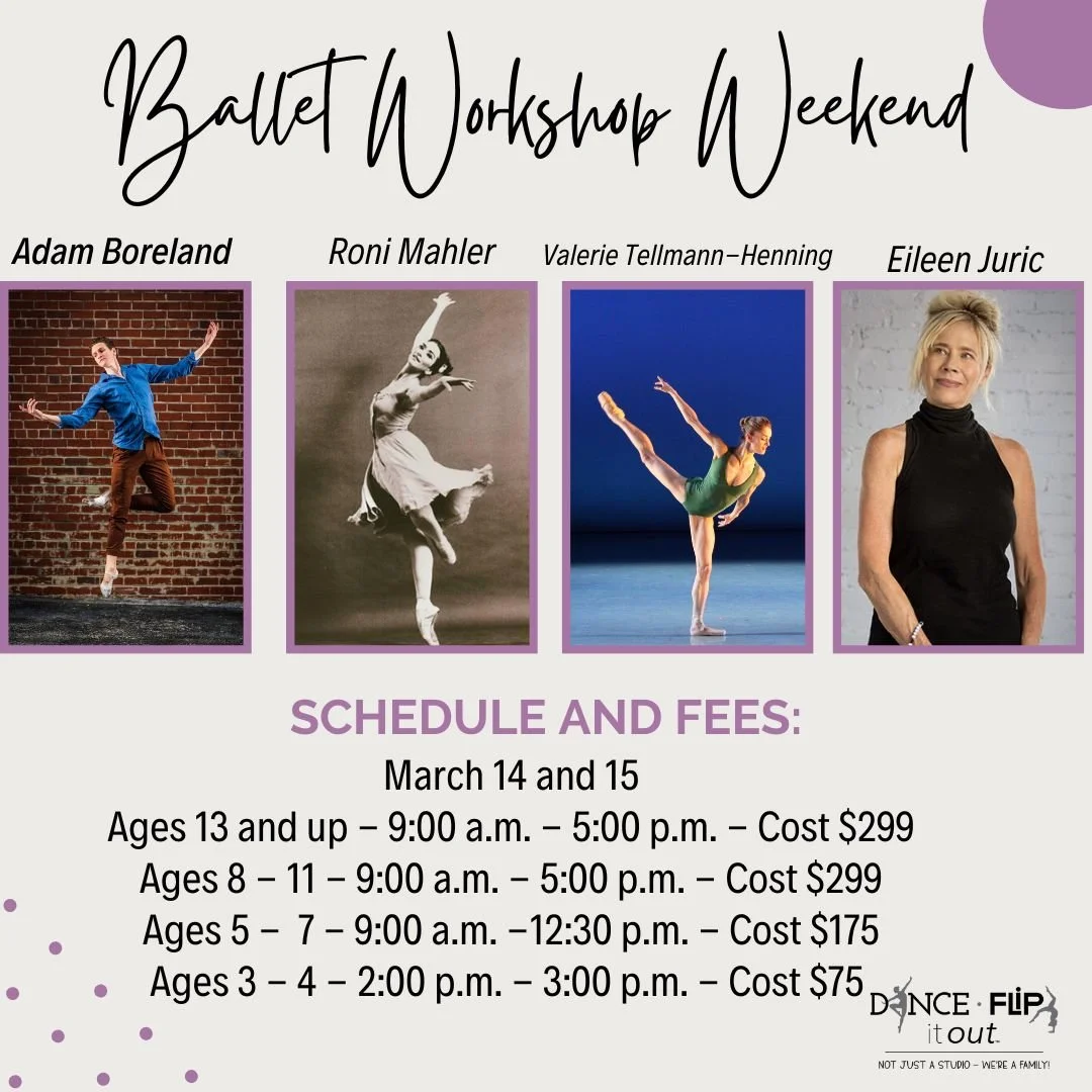 🩰 Ballet Workshop Weekend is Coming! 🩰

We are thrilled to welcome an incredible lineup of guest artists for our Ballet Workshop Weekend on March 14 &amp; 15! This immersive experience is designed to inspire, challenge, and grow dancers of all ag
