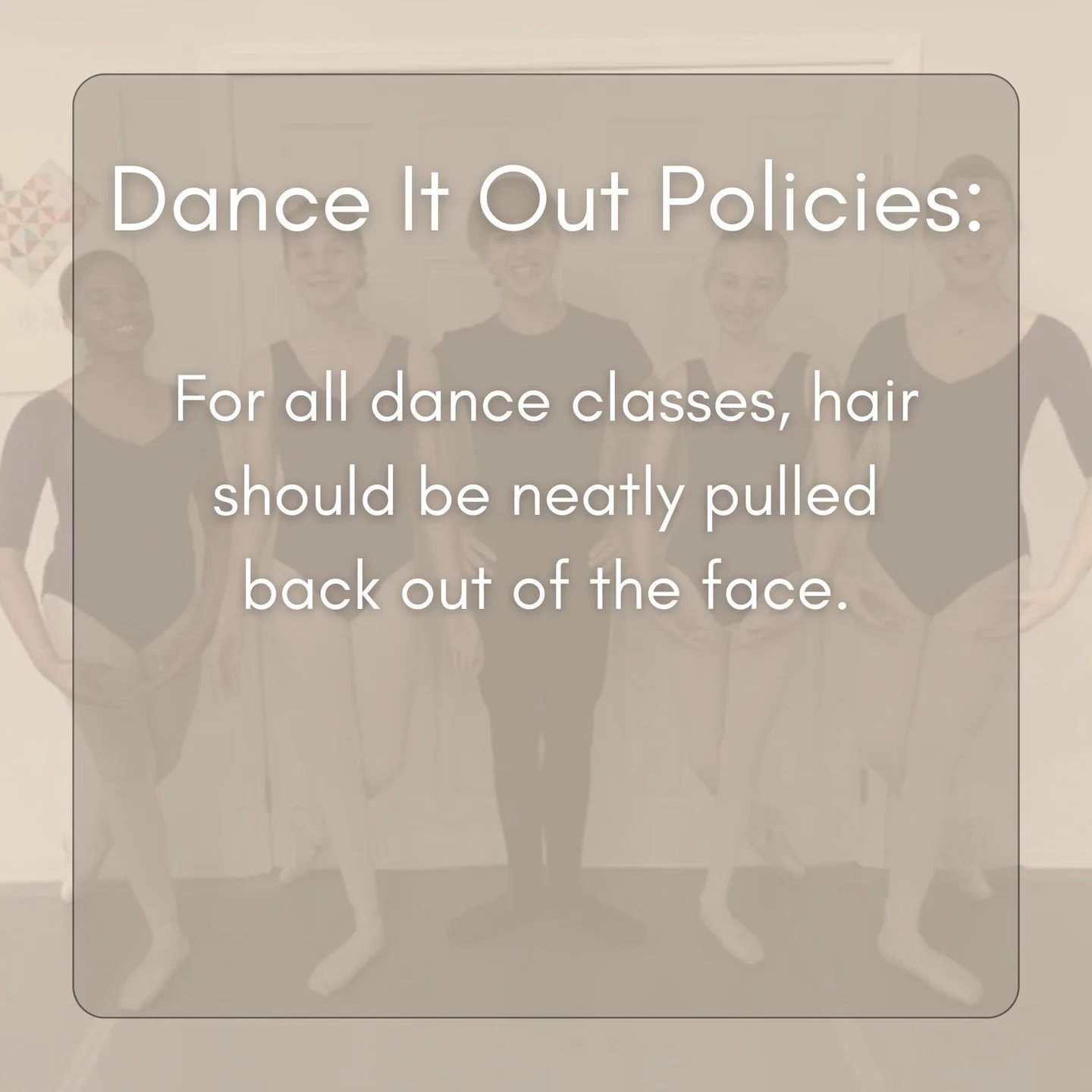 🕺Our Policies&hellip;

Please make sure your child&rsquo;s hair is out of their face for dance!