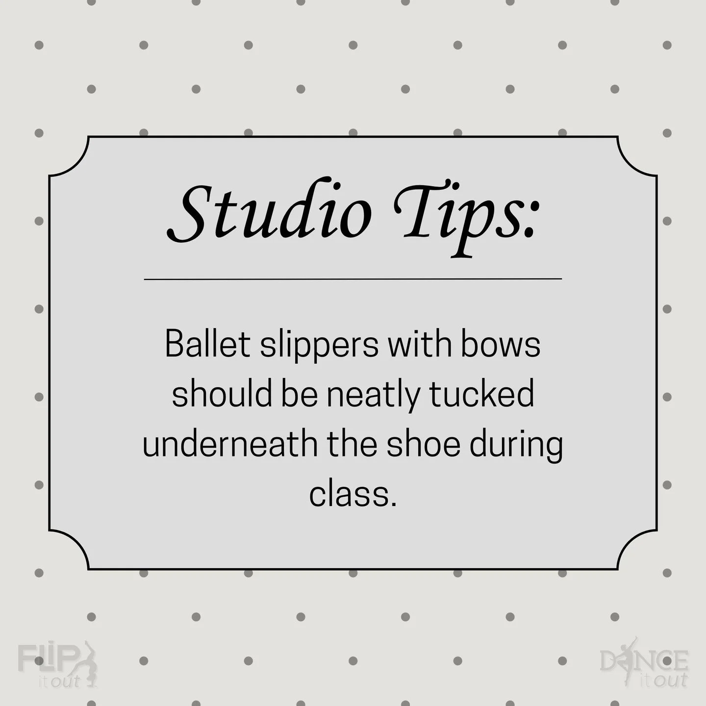 ✅Studio Tips:

Did you know, the bows on ballet shoes should be neatly tucked inside the shoe during class? 🩰