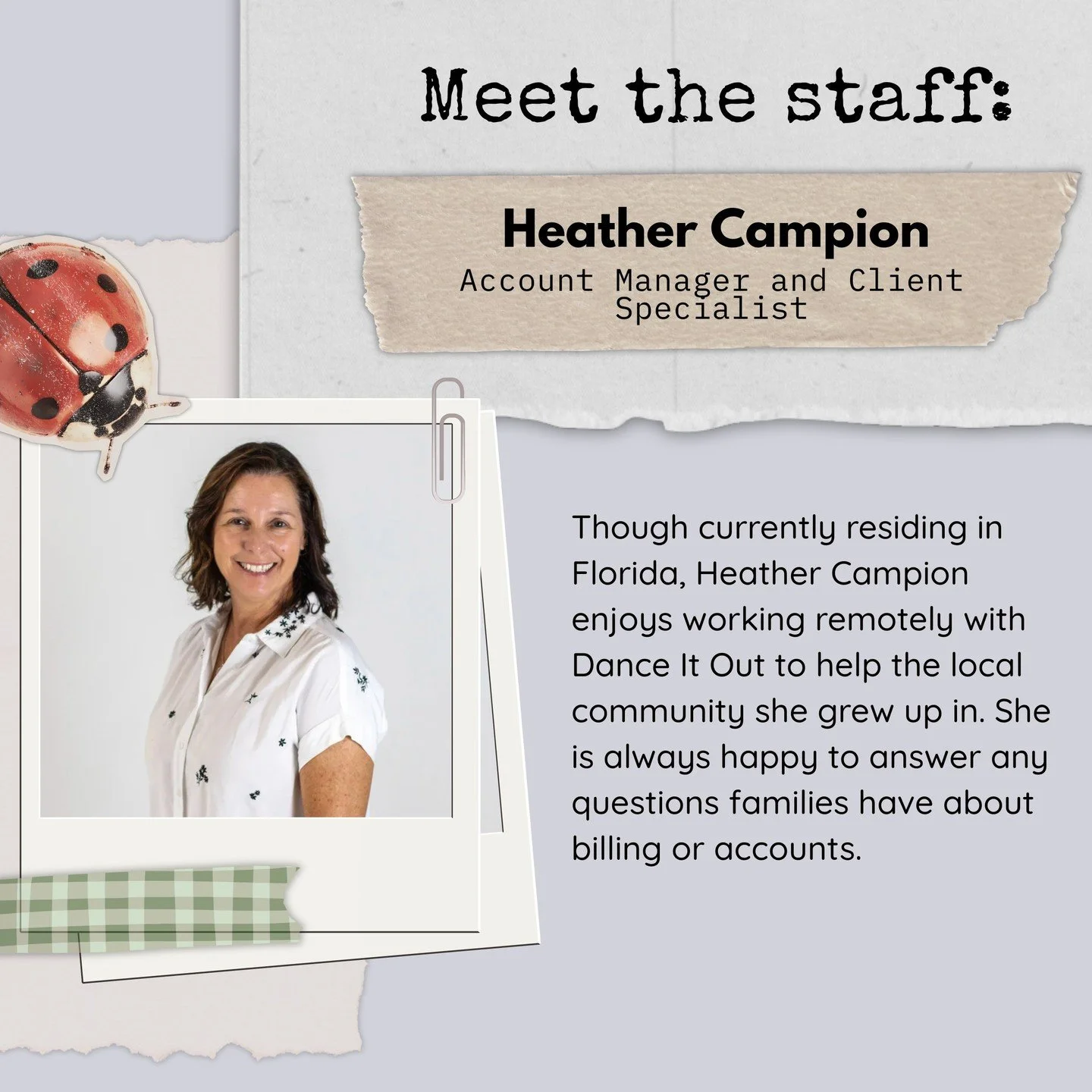 ⭐️ One of our awesome crew, meet the Account Manager and Client Specialist for both Dance It Out and Flip It Out, meet Heather Washburn! Hands up for Heather! ⭐️