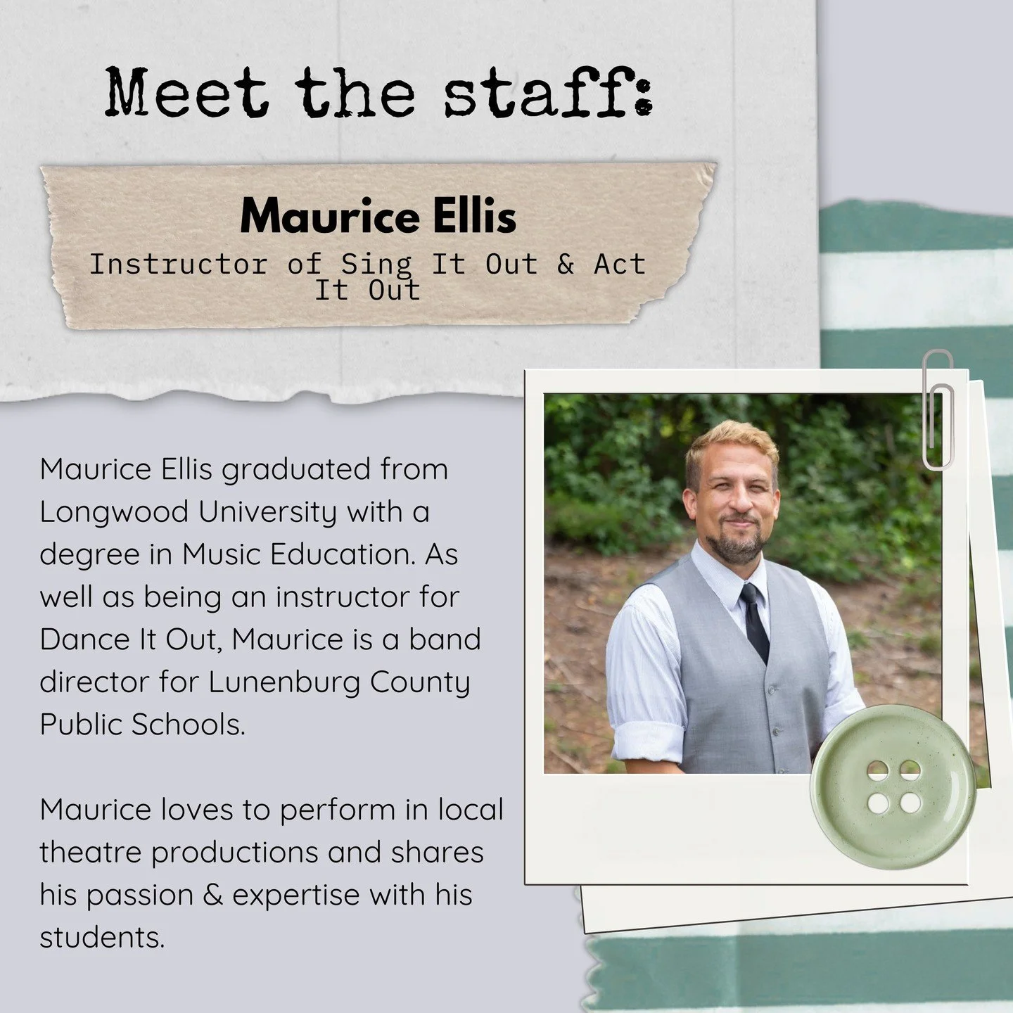 ⭐️ Have a passion for singing or acting? Well, meet Maurice Ellis, our Sing It Out and Act It Out instructor! ⭐️