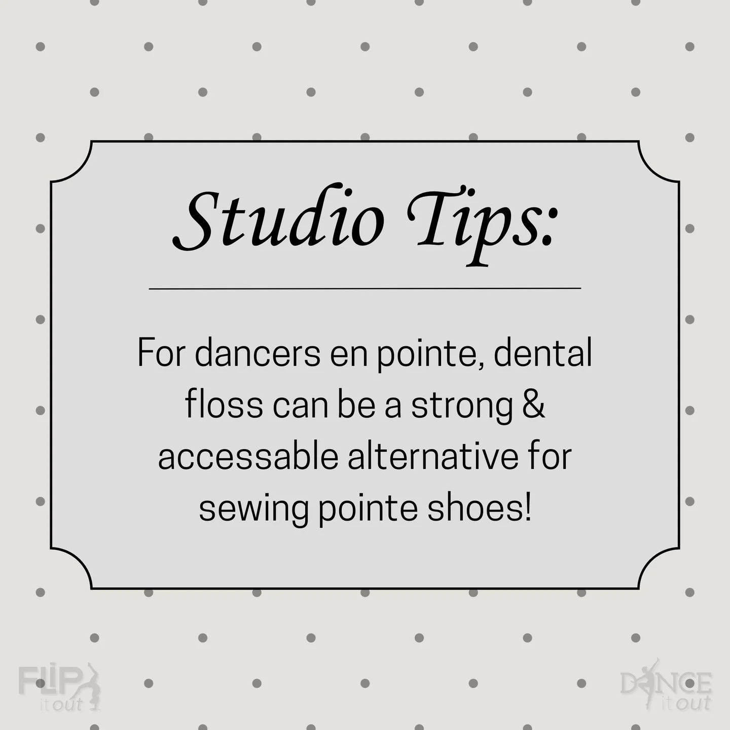 ✅Studio Tips:

Ever considered sewing with dental floss? Well, today&rsquo;s the day! Dental floss can be a great alternative when needing a stronger material than basic thread for pointe shoes. And, it&rsquo;s very accessible and affordable! ⭐️