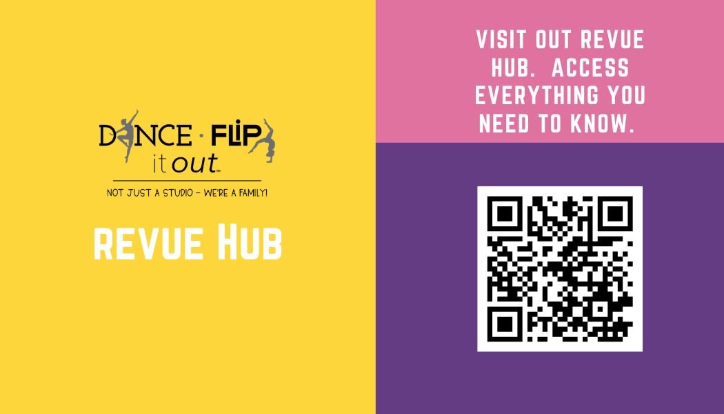 🎭✨ Reevue Season is Here! ✨🎭
Our Revue Hub is your one-stop spot for everything recital! Find important dates, schedules, costume info, ticket details, and more.

📱 Scan the QR code or visit:
https://www.rfr.bz/i2aae69

Be sure to check it r