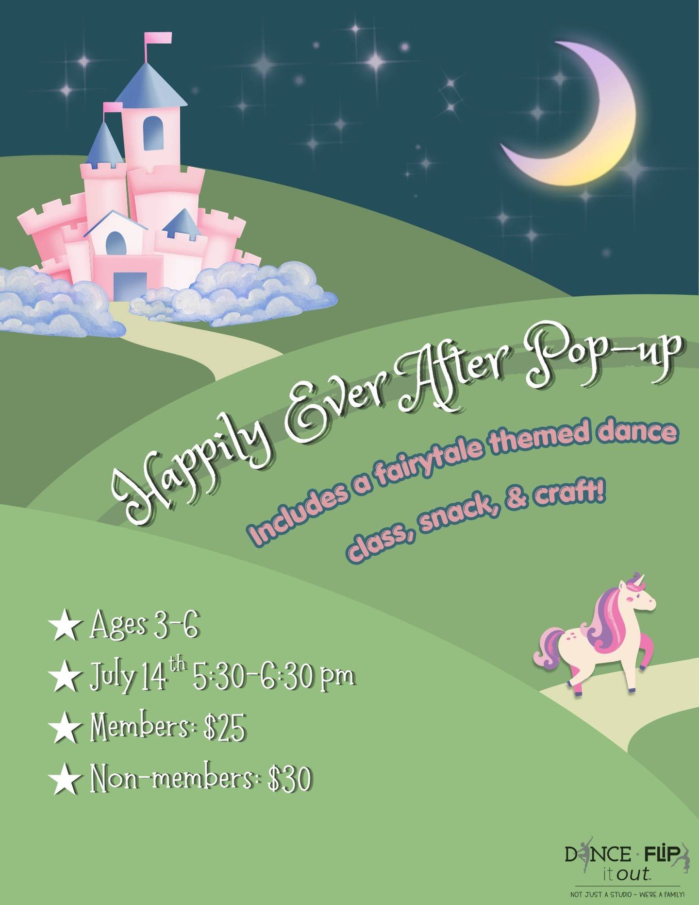 Happily Ever After Pop-Up Camp

🏰✨ Calling all princes and princesses!

Join us for a magical Happily Ever After fairy-tale themed dance camp with dancing, a craft, and a snack fit for royalty.

👑 Ages 3&ndash;6
📅 July 14 | 5:30&ndash;6:30 