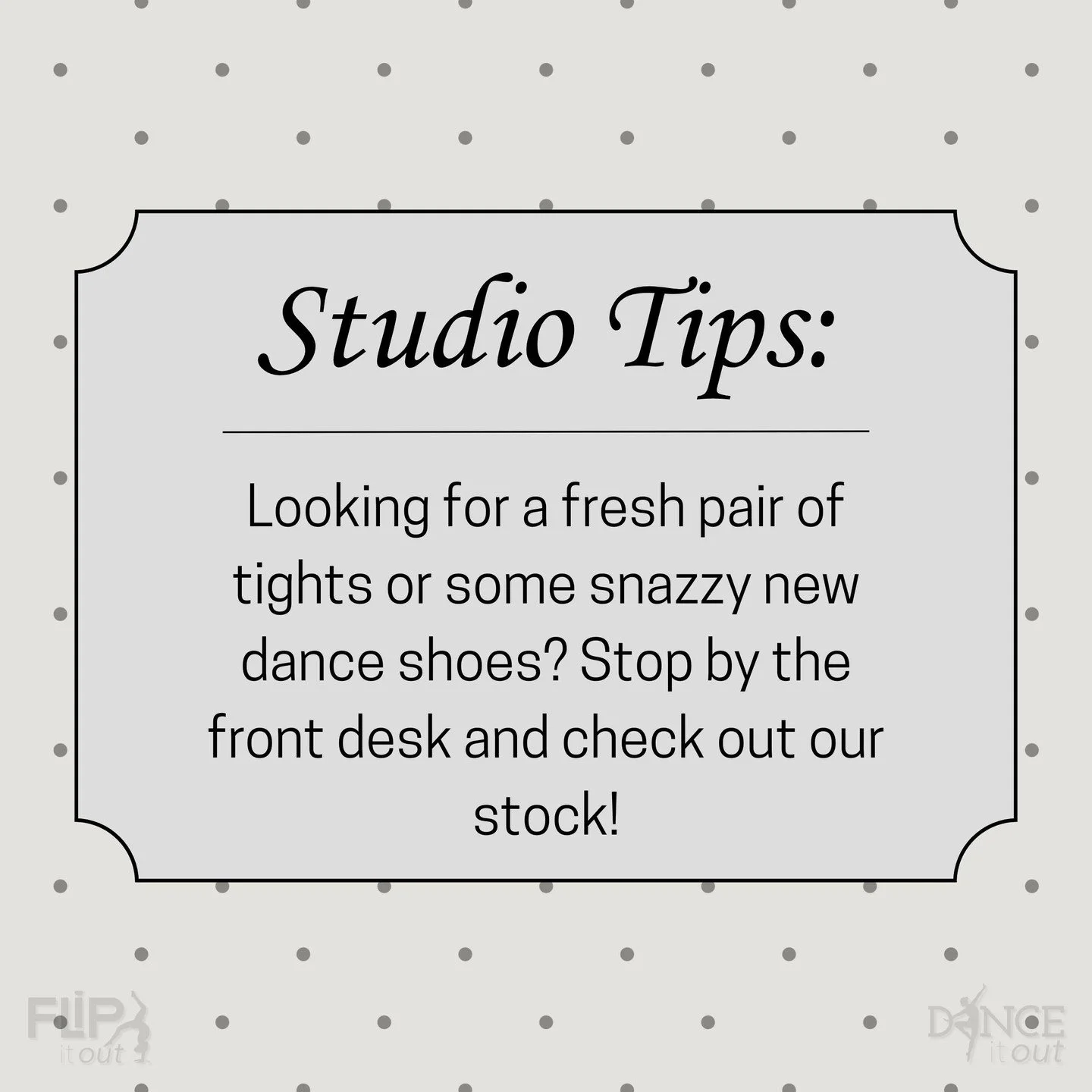 ✅Studio Tips:

Need a new leo? Has your child outgrown their shoes? Well, don&rsquo;t forget to check out our stock!