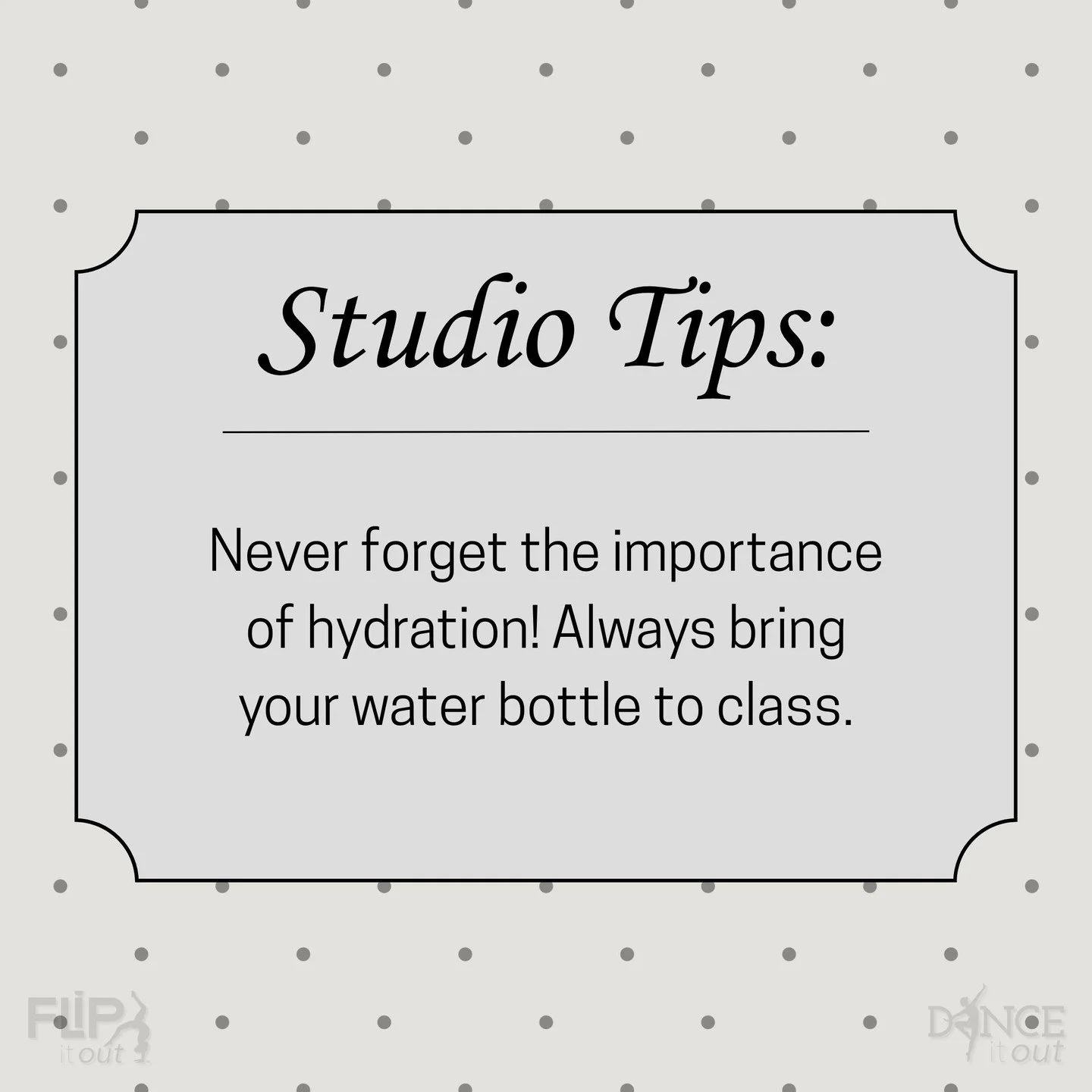 ✅Studio Tips:

Stay hydrated! We work hard in class, but in order to work hard, you also need to prioritize your health! 💧
s