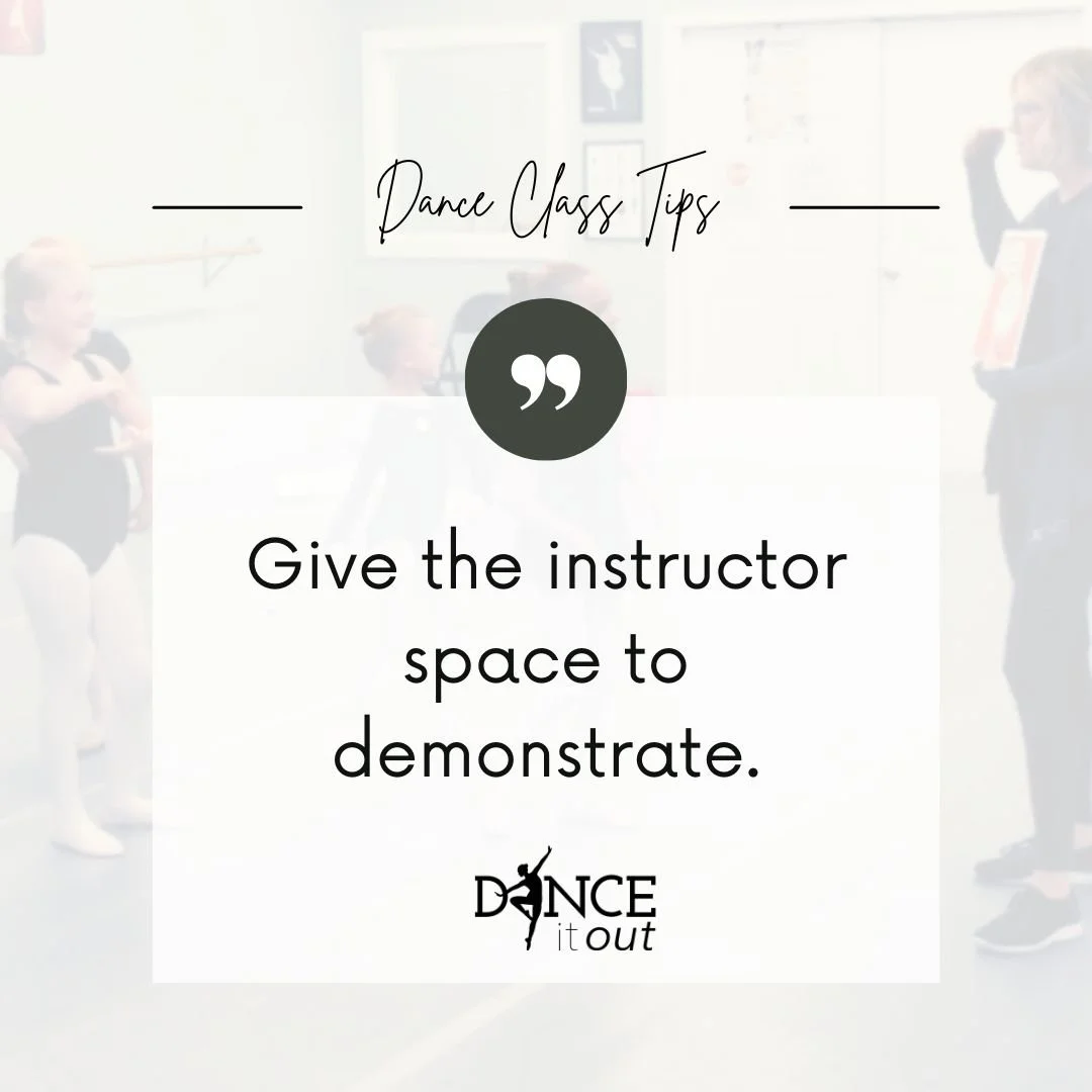 👀 Dance Class Tips

👣 Give the instructor space to demonstrate.

Clear space helps everyone see the movement clearly and learn safely. Watching first helps dancers succeed!