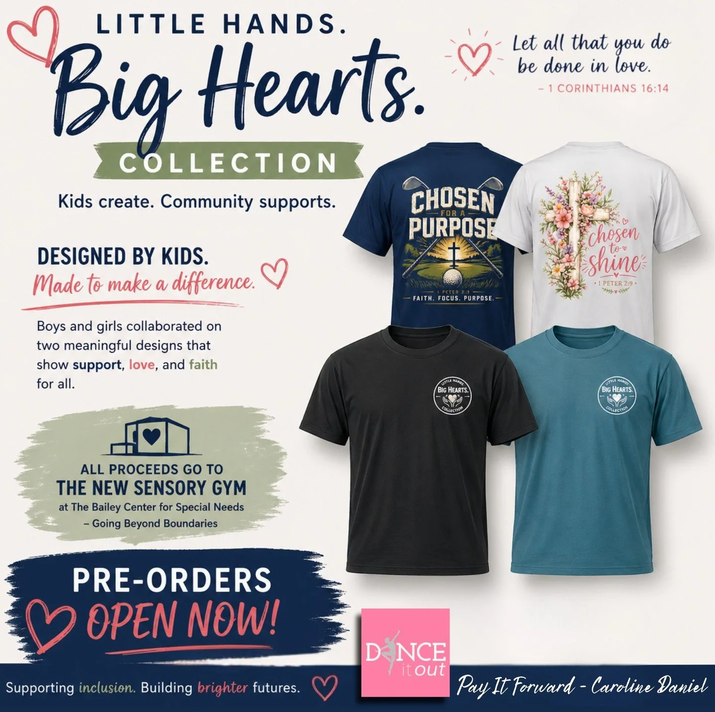 ❤️ Little Hands. Big Hearts. Collection ❤️

We are so excited to share something truly special&hellip;

This collection was designed by kids and created with purpose&mdash;to make a difference in our community. Each design represents support, lov