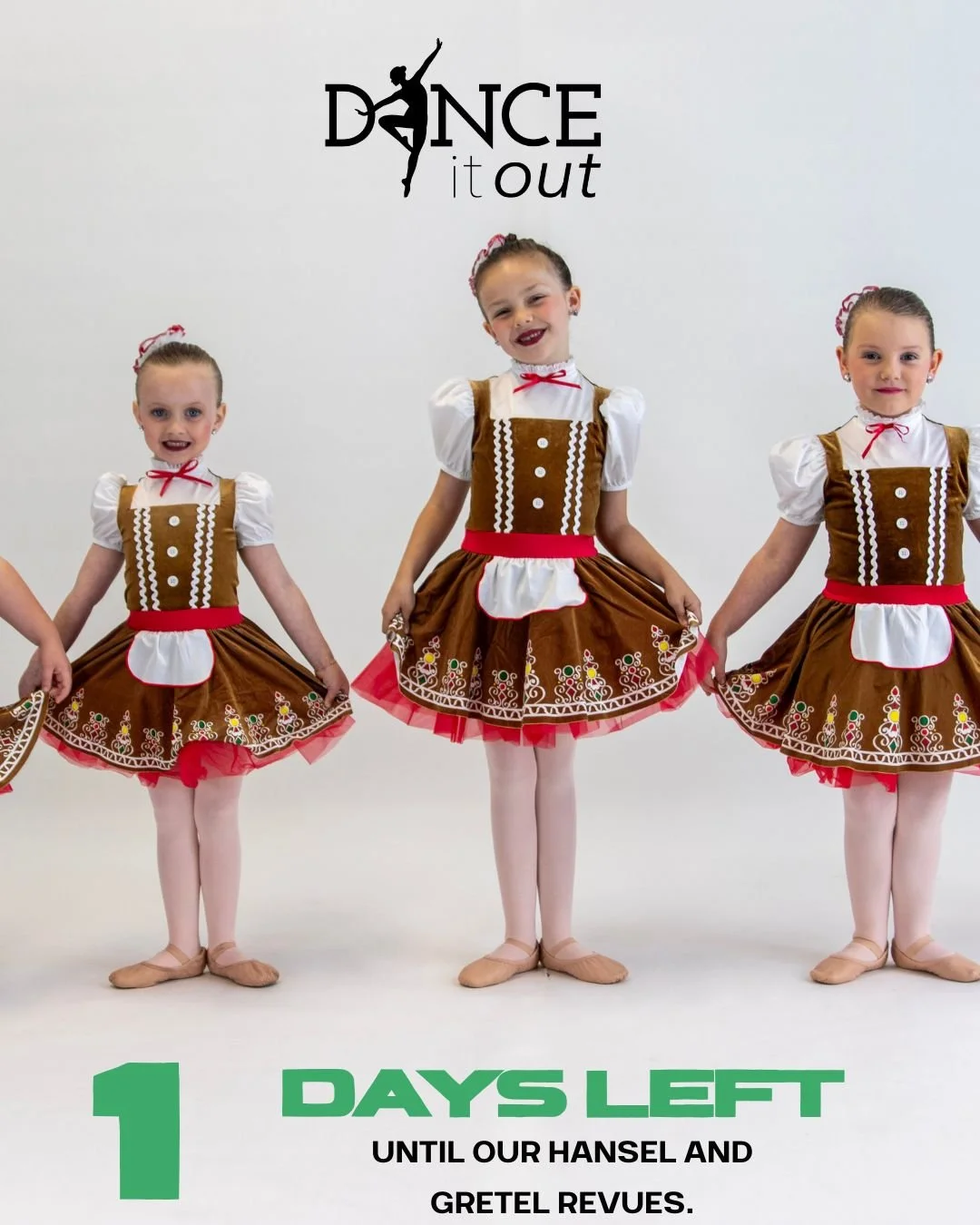 1 Day Left

Tomorrow is the day! Only 1 day left until our Hansel and Gretel Revues, and we are so excited to see our dancers shine on stage! 🍬🌟

Get your tickets before showtime: https://www.rfr.bz/ibbdcd1