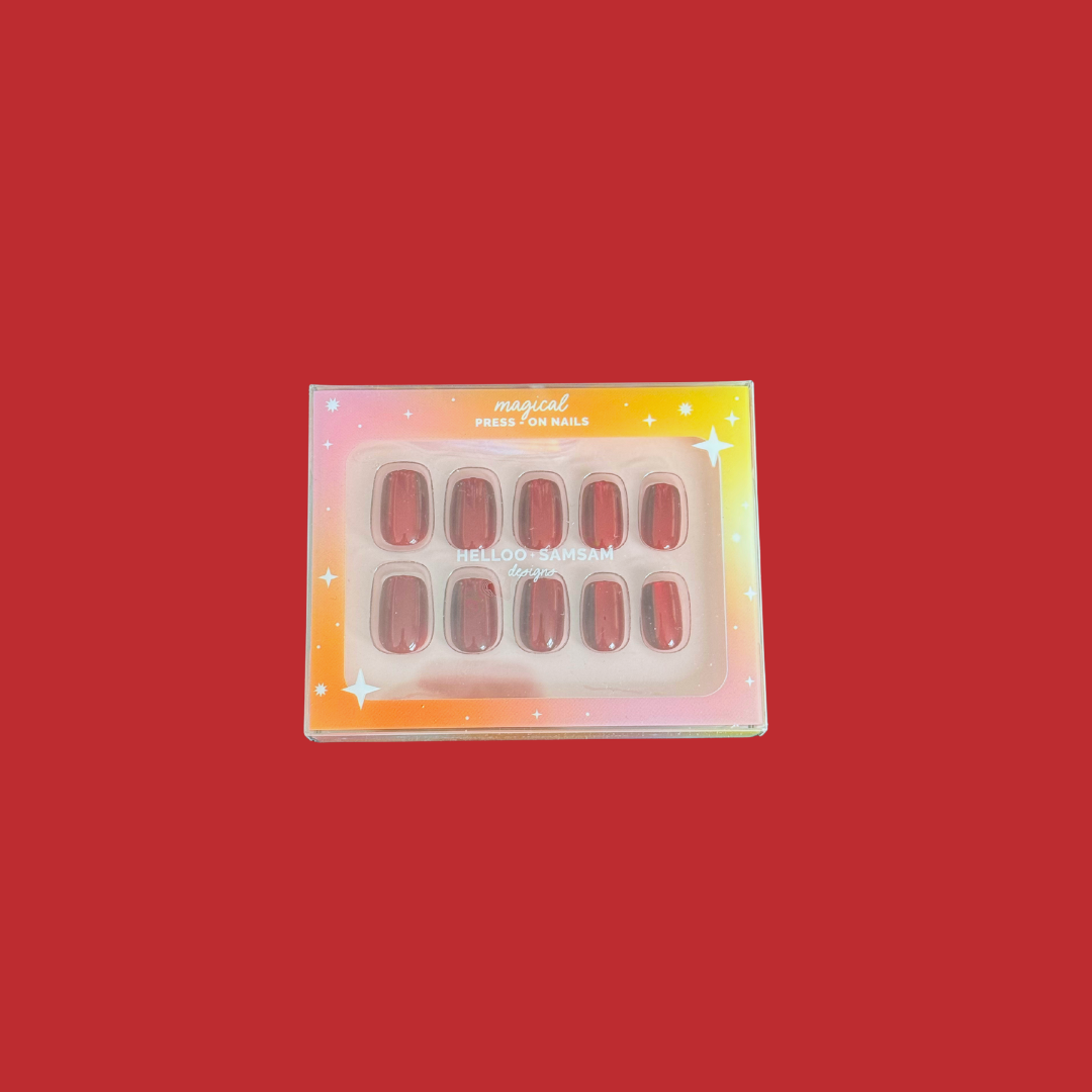 Ruby Red Press On Nails