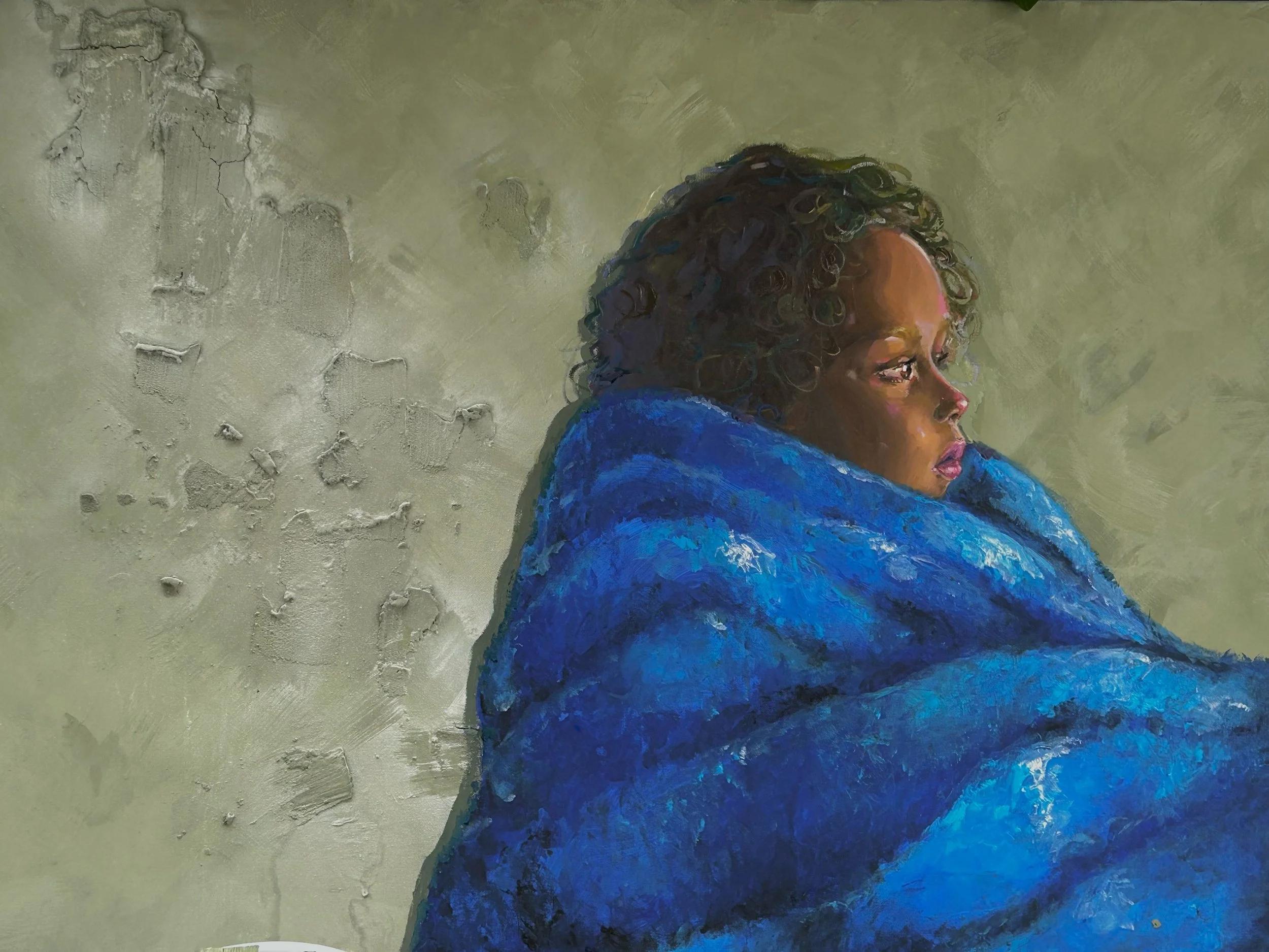 hermanito (2023) - oil and lime wash on canvas