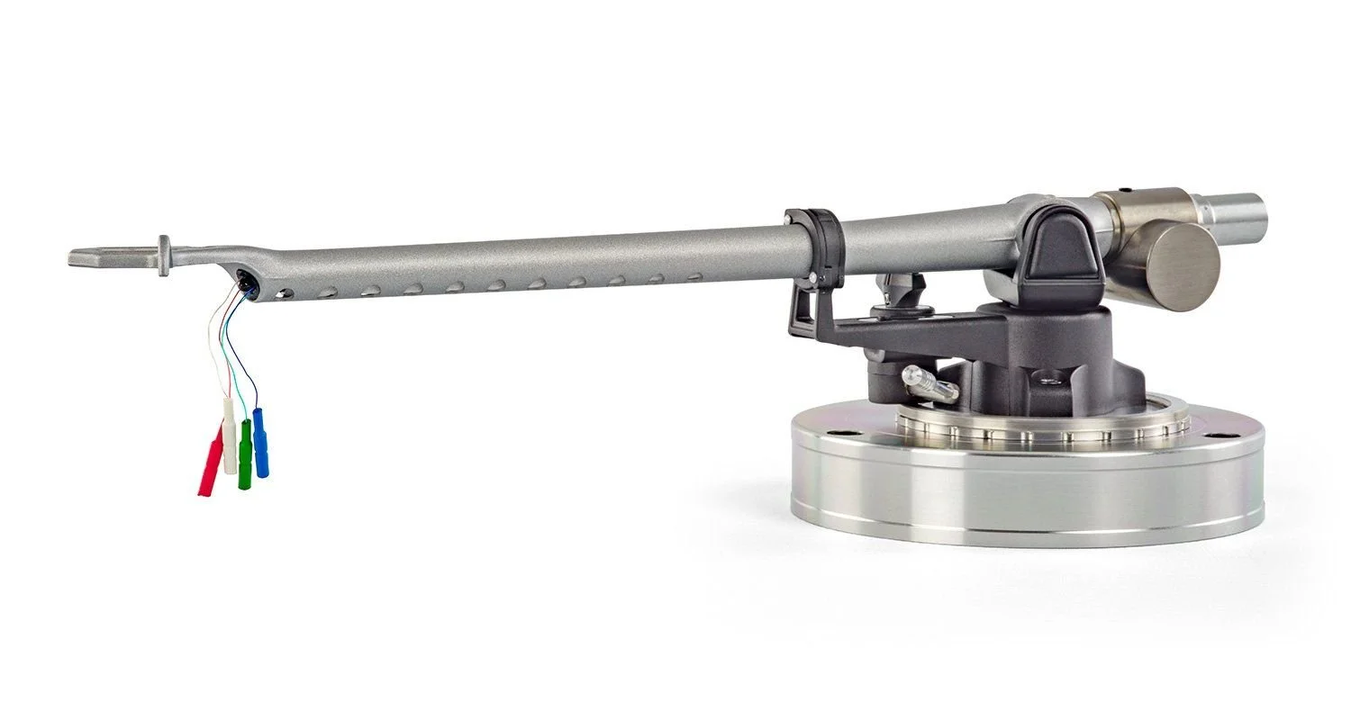 Close-up view of Michell TecnoArm 2 precision tonearm