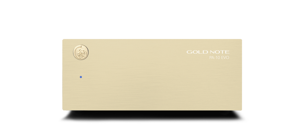 Gold Note PA-10 EVO fully balanced power amplifier in brushed aluminum chassis
