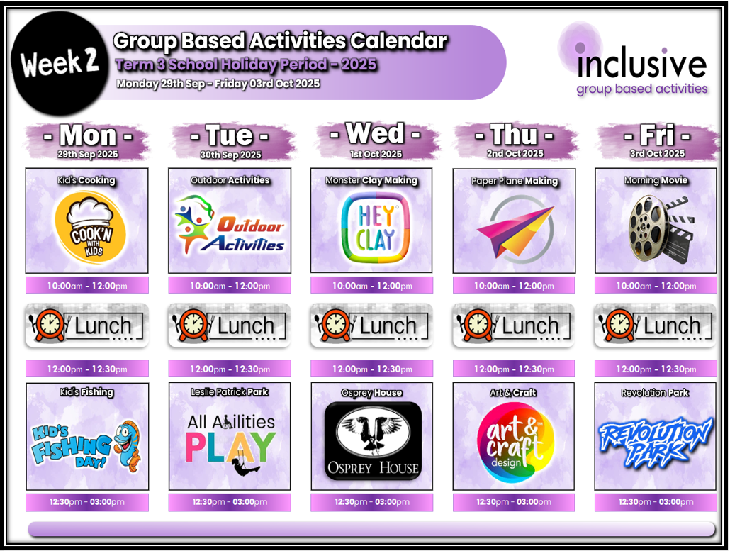 Group Based Activities for Children: Term 3 School Holiday Program - Week 2