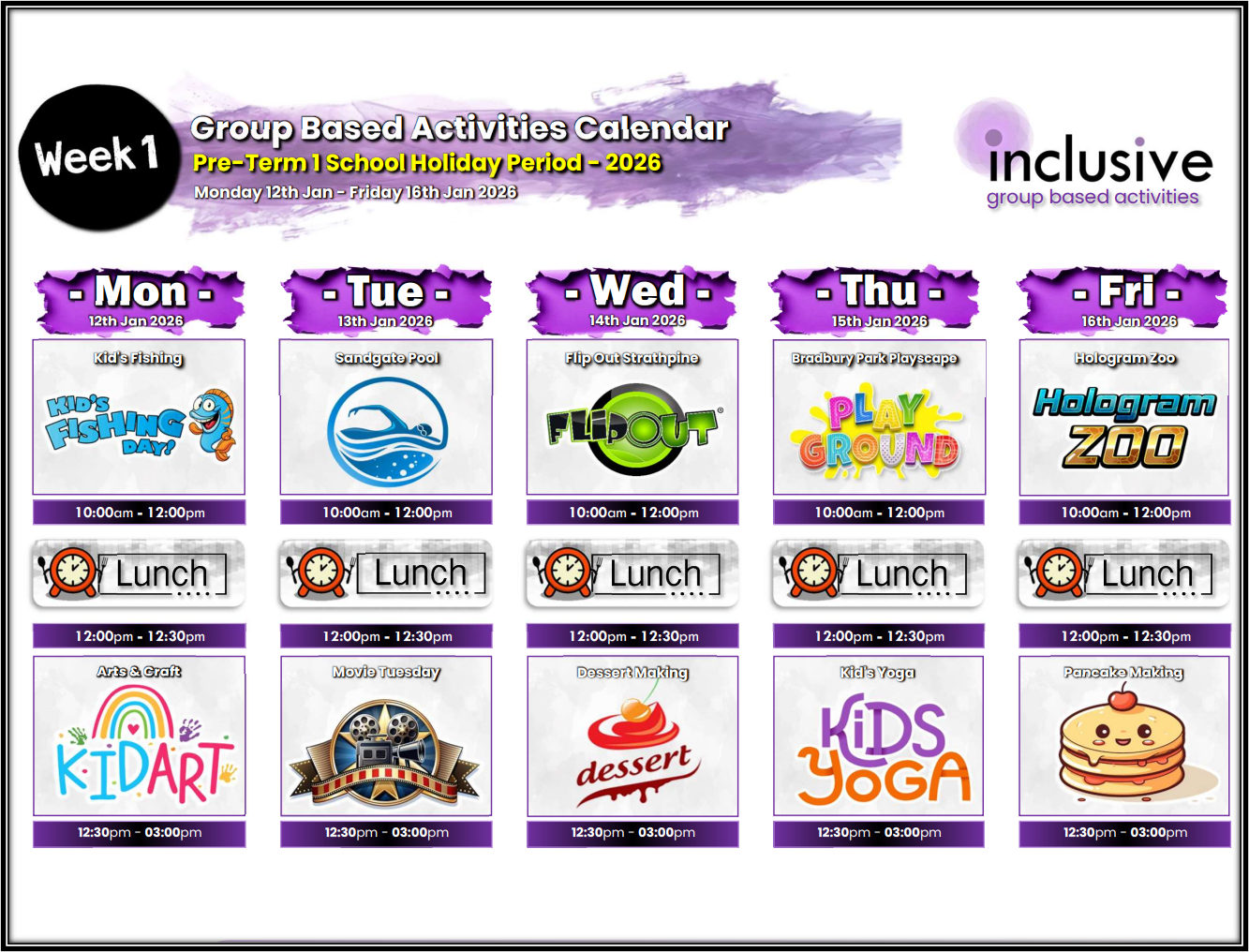 Group Based Activities for Children: Pre-Term 1 School Holiday Program - Week 1