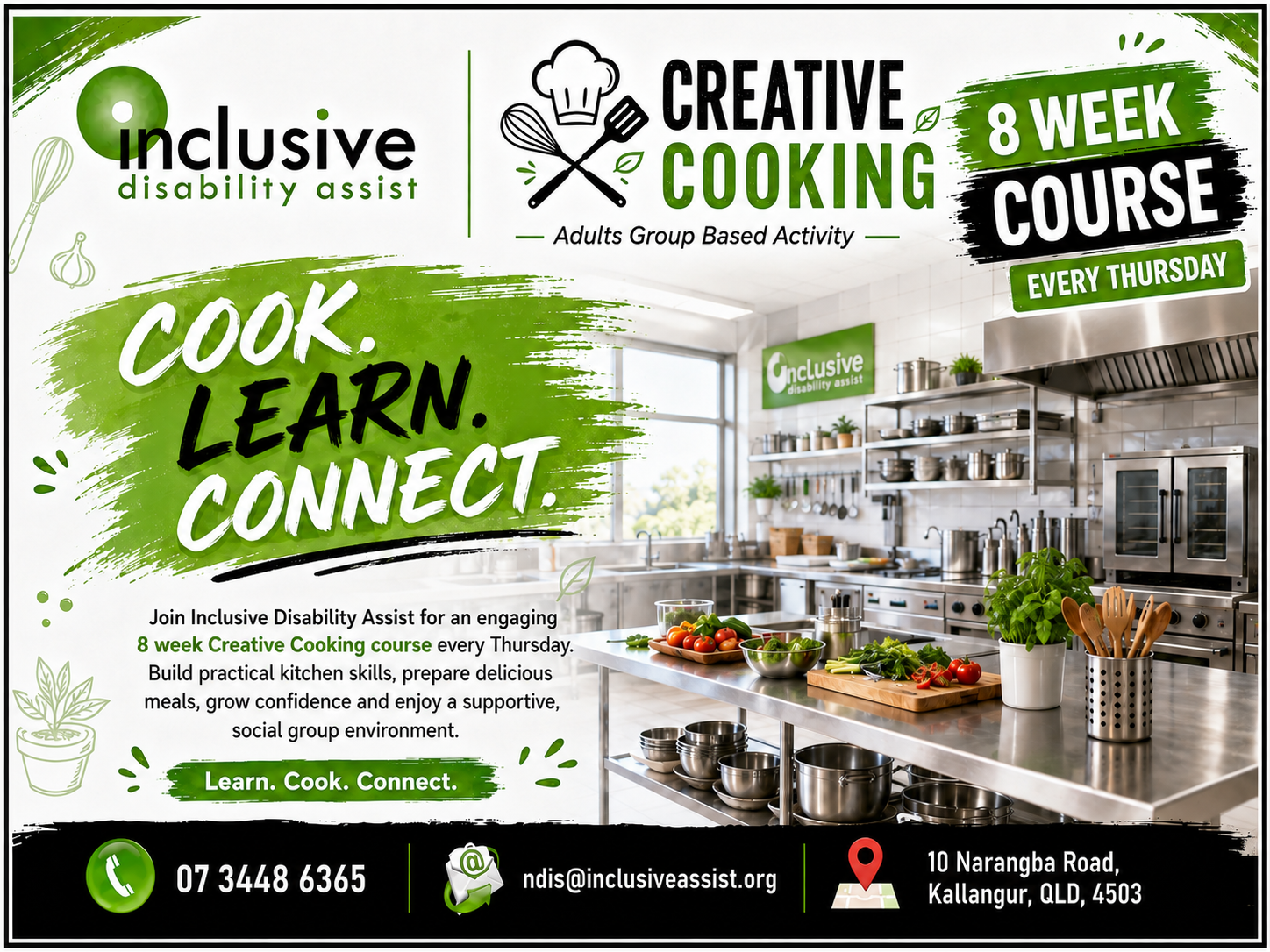 Group Based Daytime Activities for Adults:  ‘Creative Cooking’ 8-Week Course